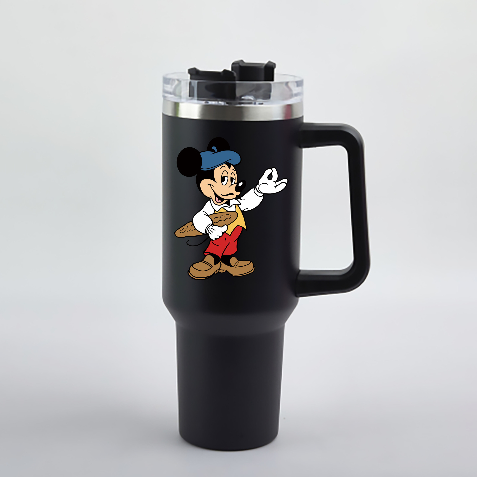 （画像用） ミッキーマウス Mickey Mouse 1200mL車用タンブラー - クリスタルステッカー（プラスチックストロー付き）