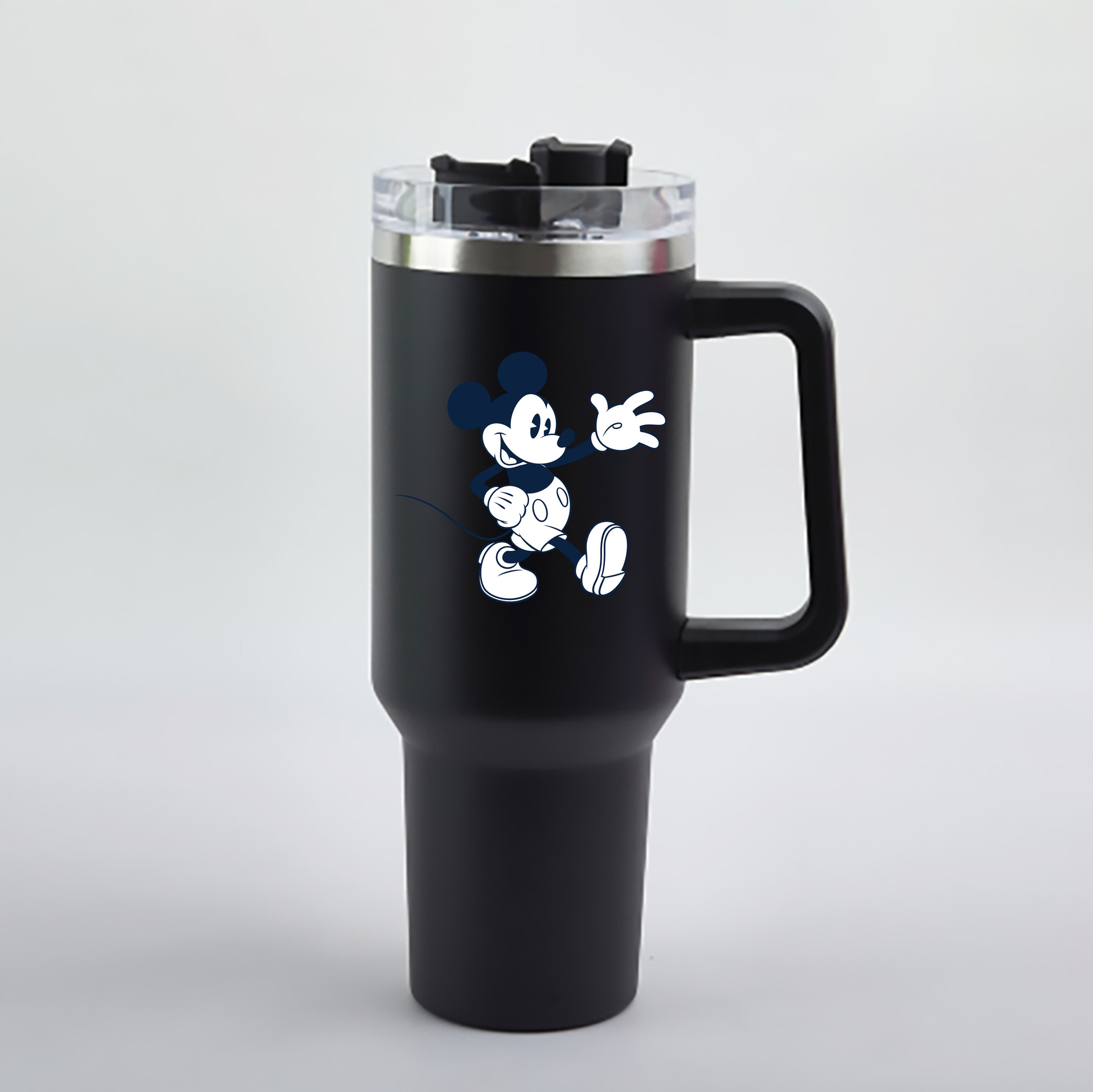 （画像用） ミッキーマウス Mickey Mouse 1200mL車用タンブラー - クリスタルステッカー（プラスチックストロー付き）
