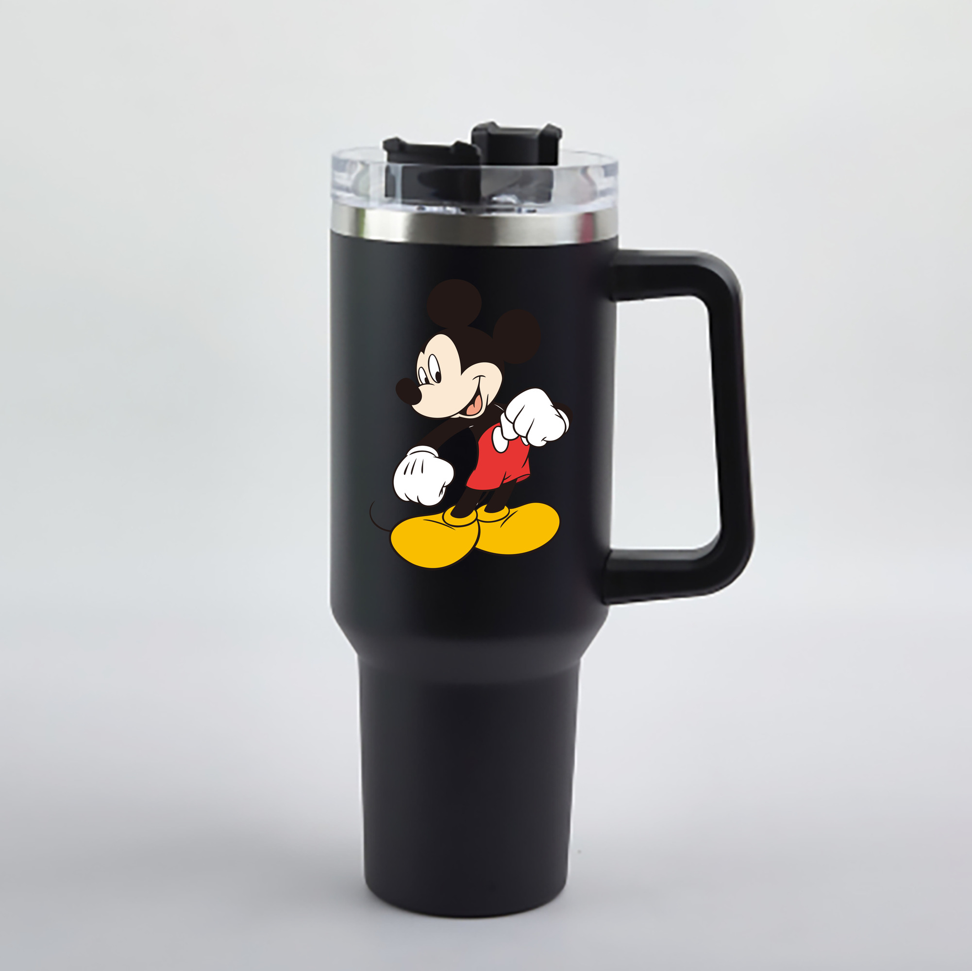 （画像用） ミッキーマウス Mickey Mouse 1200mL車用タンブラー - クリスタルステッカー（プラスチックストロー付き）