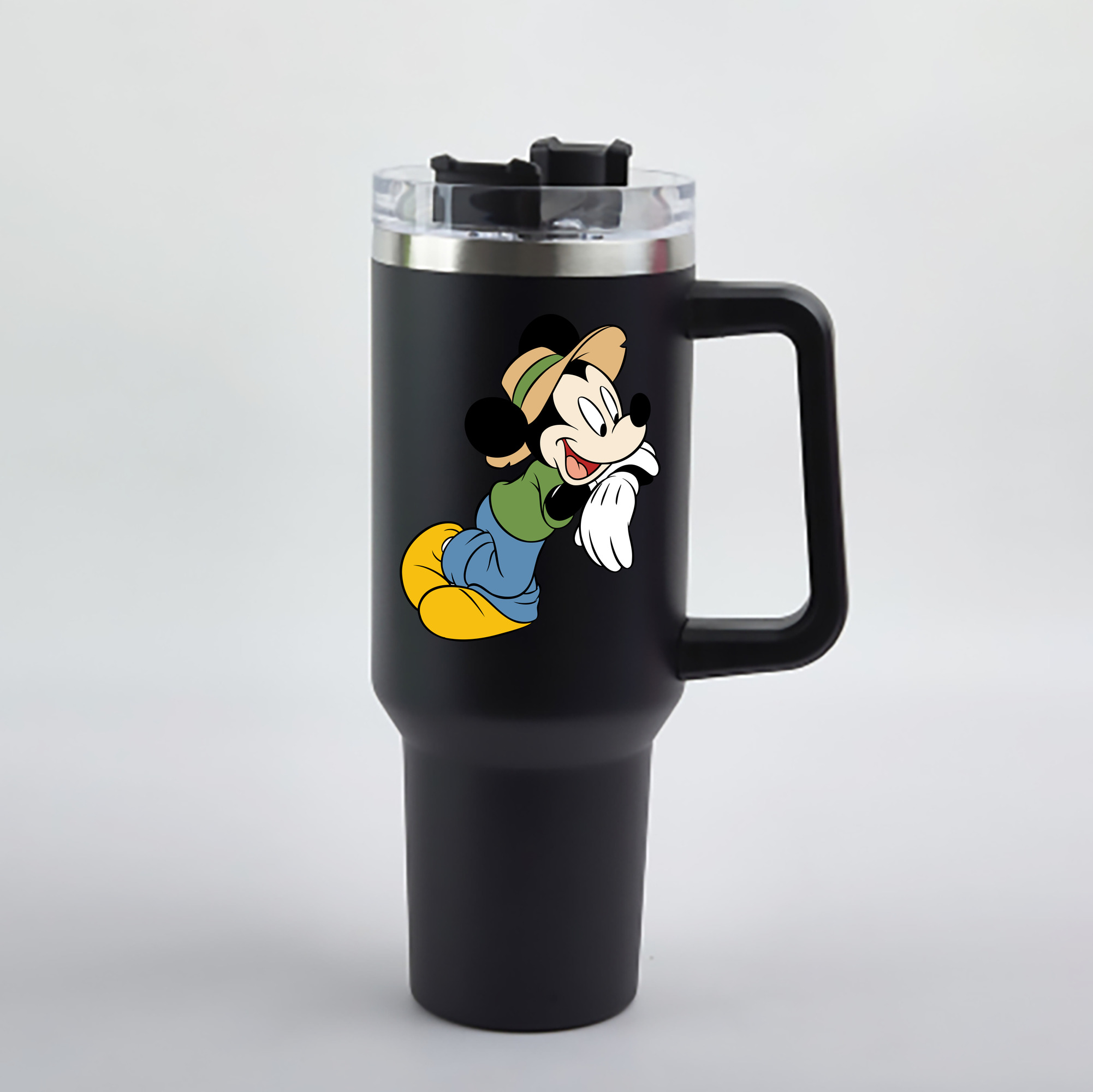 （画像用） ミッキーマウス Mickey Mouse 1200mL車用タンブラー - クリスタルステッカー（プラスチックストロー付き）