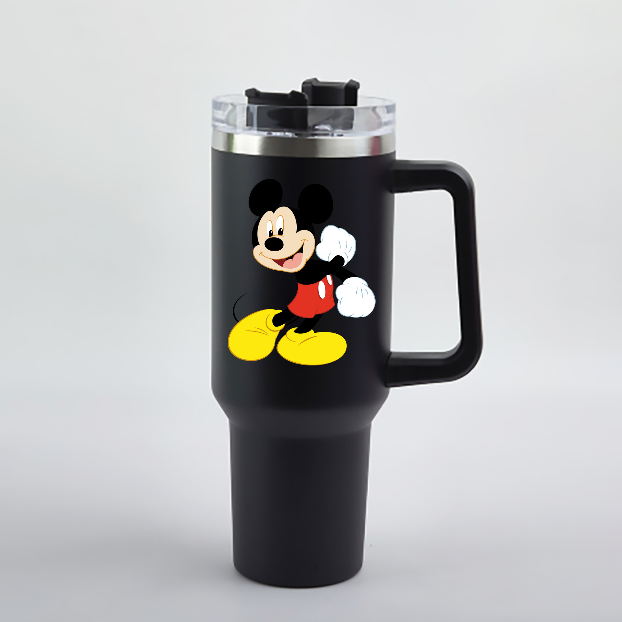 （画像用） ミッキーマウス Mickey Mouse 1200mL車用タンブラー - クリスタルステッカー（プラスチックストロー付き）