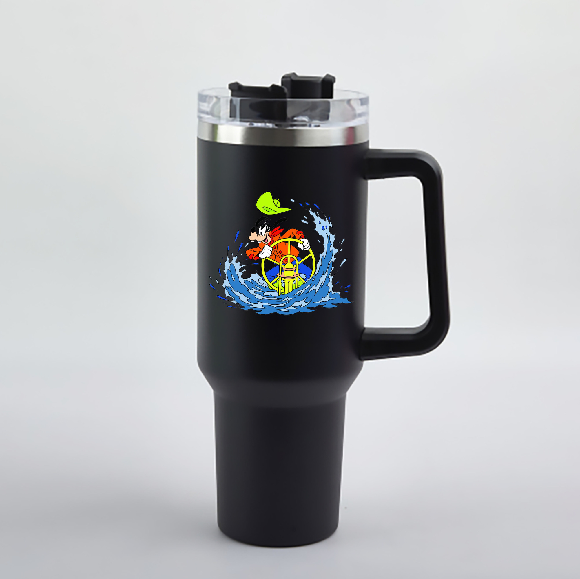 （画像用） ミッキーマウス Mickey Mouse 1200mL車用タンブラー - クリスタルステッカー（プラスチックストロー付き）