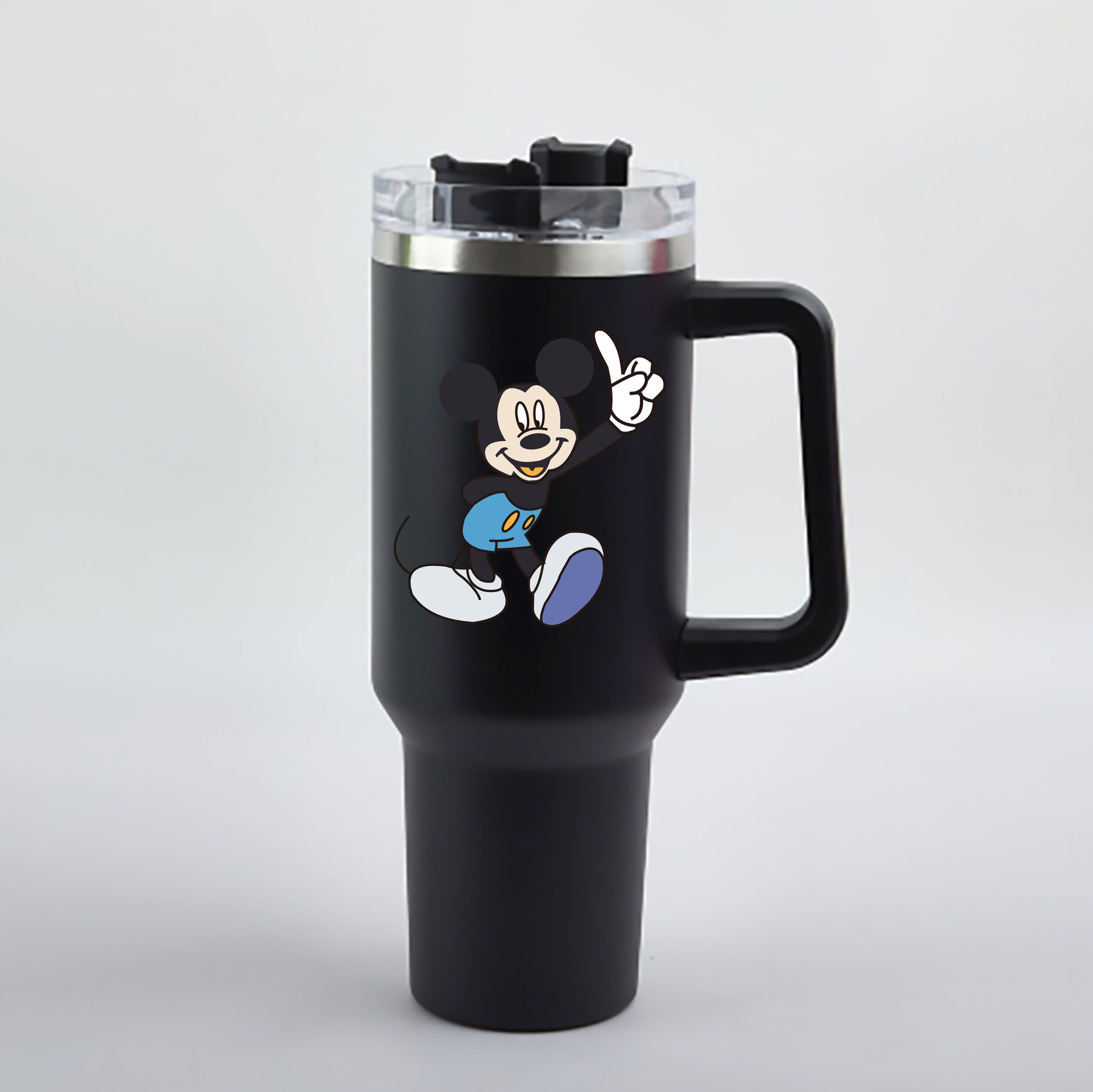 （画像用） ミッキーマウス Mickey Mouse 1200mL車用タンブラー - クリスタルステッカー（プラスチックストロー付き）