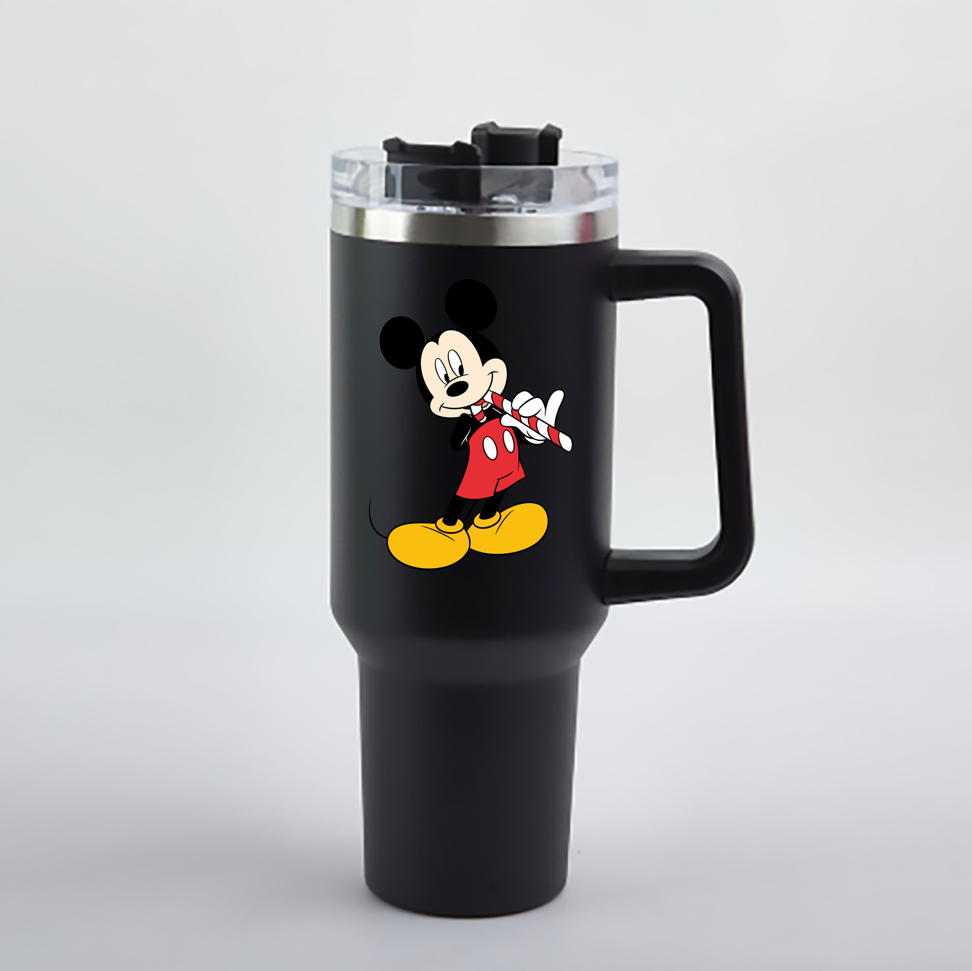 （画像用） ミッキーマウス Mickey Mouse 1200mL車用タンブラー - クリスタルステッカー（プラスチックストロー付き）