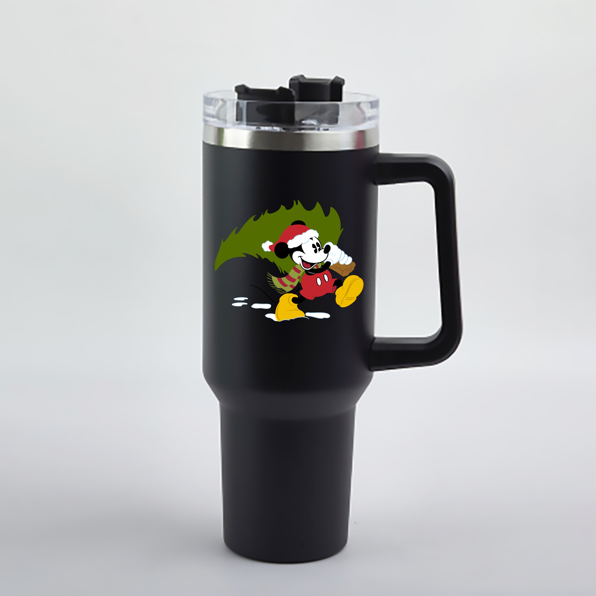 （画像用） ミッキーマウス Mickey Mouse 1200mL車用タンブラー - クリスタルステッカー（プラスチックストロー付き）