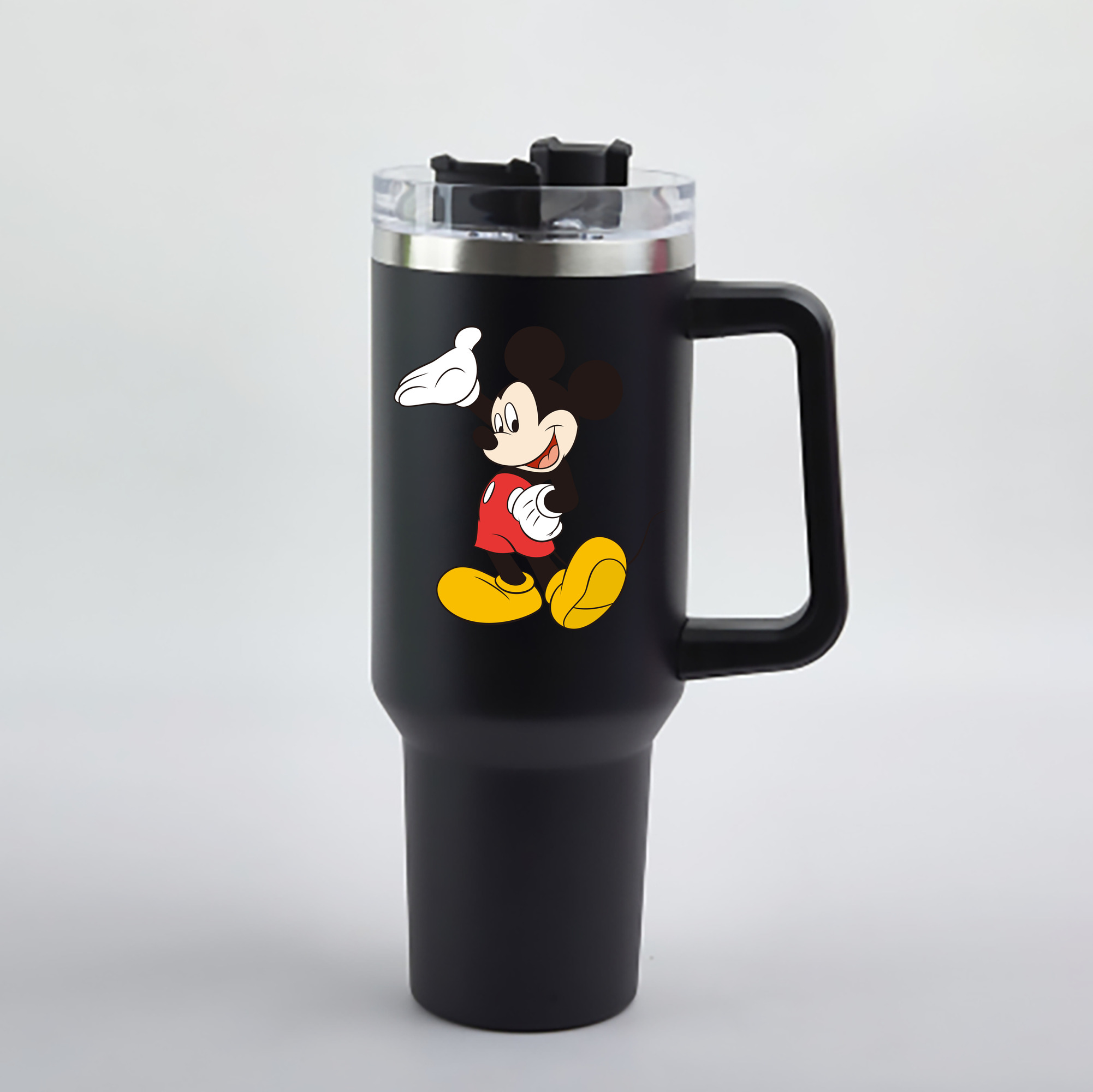 （画像用） ミッキーマウス Mickey Mouse 1200mL車用タンブラー - クリスタルステッカー（プラスチックストロー付き）