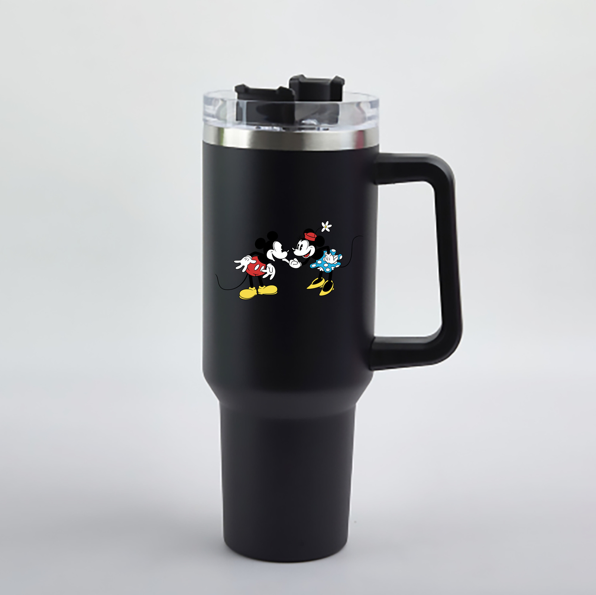 （画像用） ミッキーマウス Mickey Mouse 1200mL車用タンブラー - クリスタルステッカー（プラスチックストロー付き）