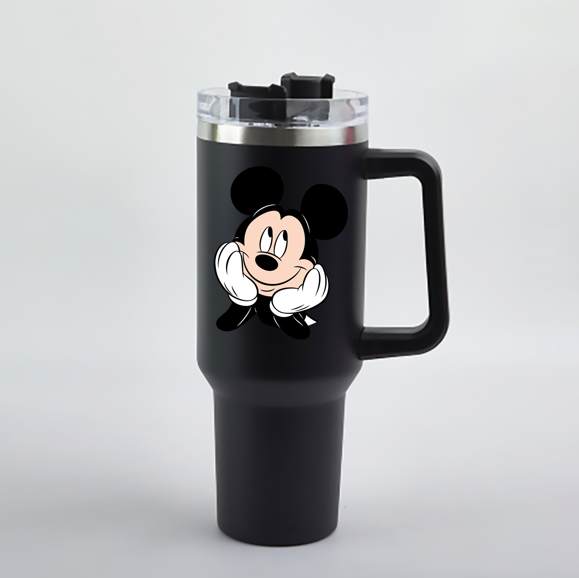 （画像用） ミッキーマウス Mickey Mouse 1200mL車用タンブラー - クリスタルステッカー（プラスチックストロー付き）