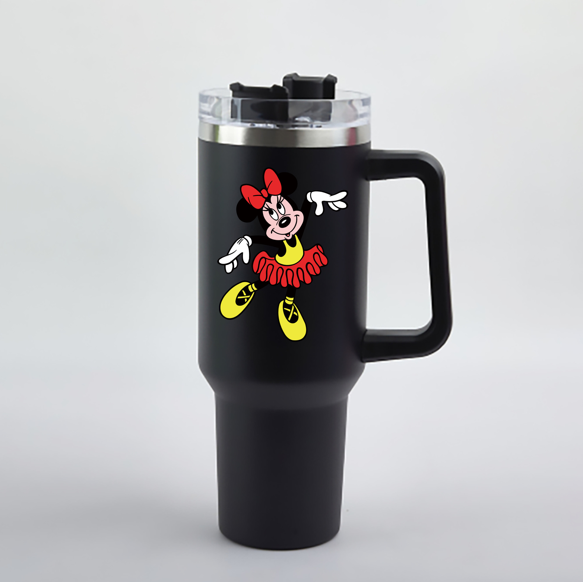 （画像用） ミッキーマウス Mickey Mouse 1200mL車用タンブラー - クリスタルステッカー（プラスチックストロー付き）