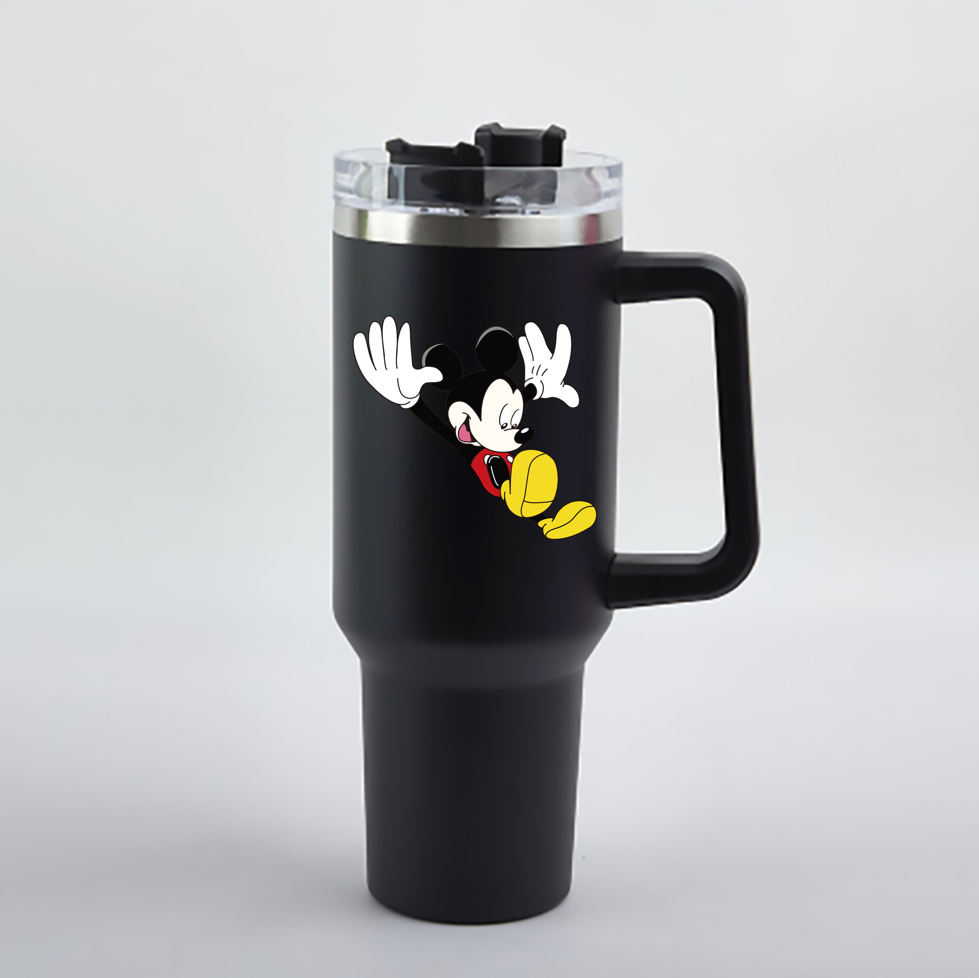 （画像用） ミッキーマウス Mickey Mouse 1200mL車用タンブラー - クリスタルステッカー（プラスチックストロー付き）