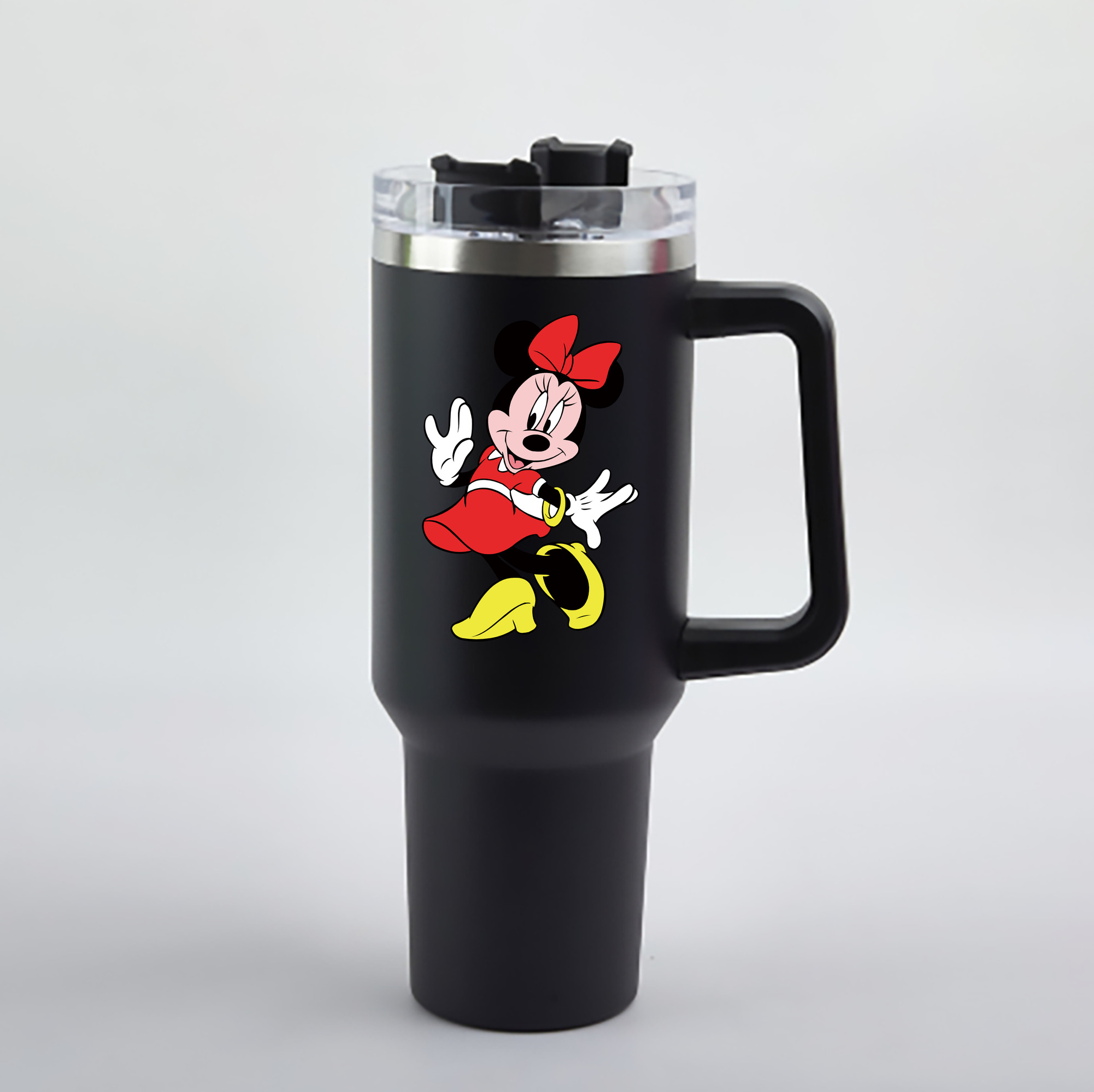 （画像用） ミッキーマウス Mickey Mouse 1200mL車用タンブラー - クリスタルステッカー（プラスチックストロー付き）