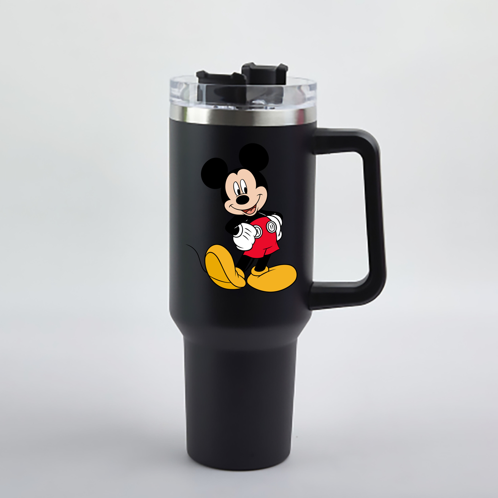 （画像用） ミッキーマウス Mickey Mouse 1200mL車用タンブラー - クリスタルステッカー（プラスチックストロー付き）