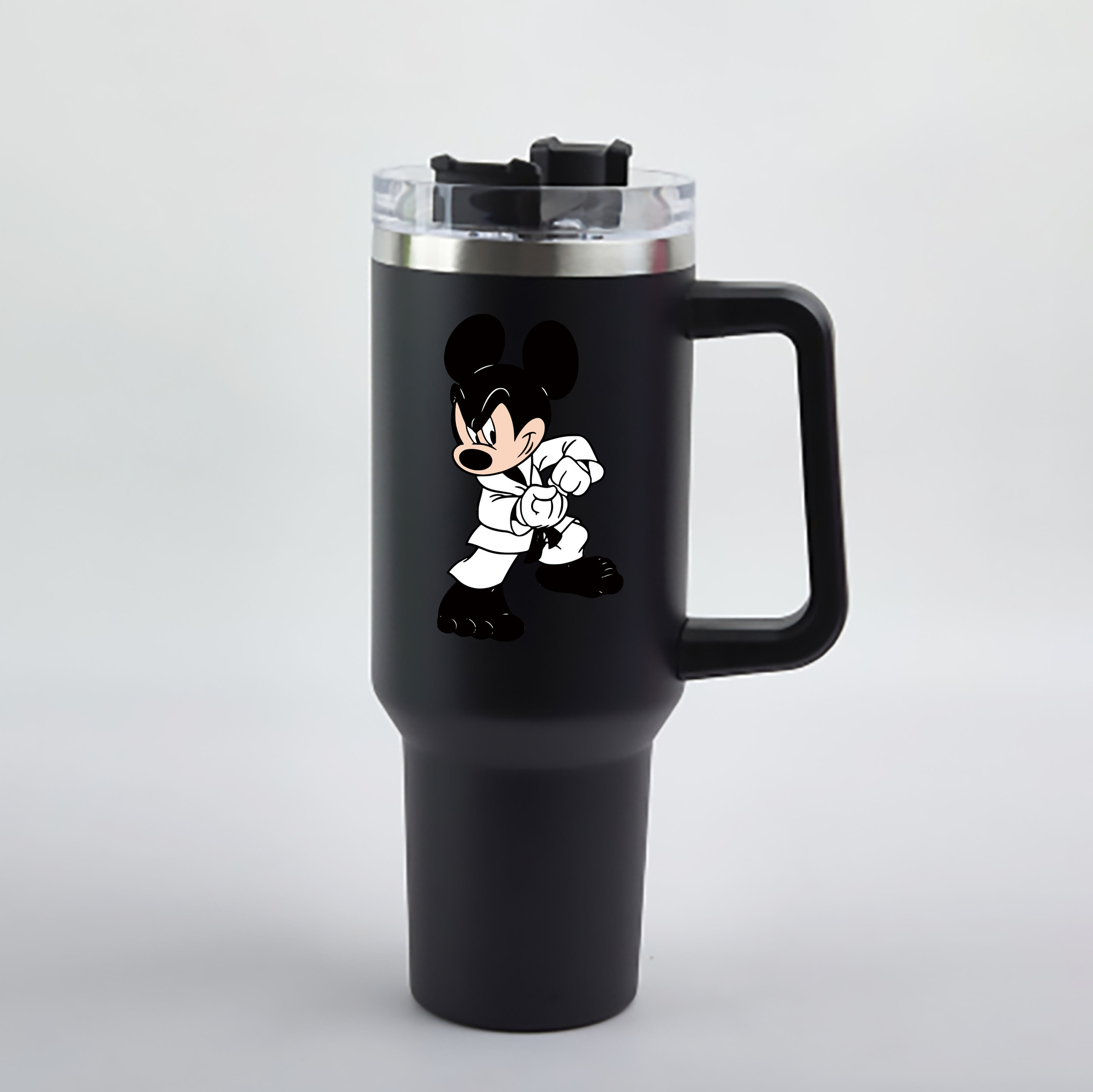 （画像用） ミッキーマウス Mickey Mouse 1200mL車用タンブラー - クリスタルステッカー（プラスチックストロー付き）