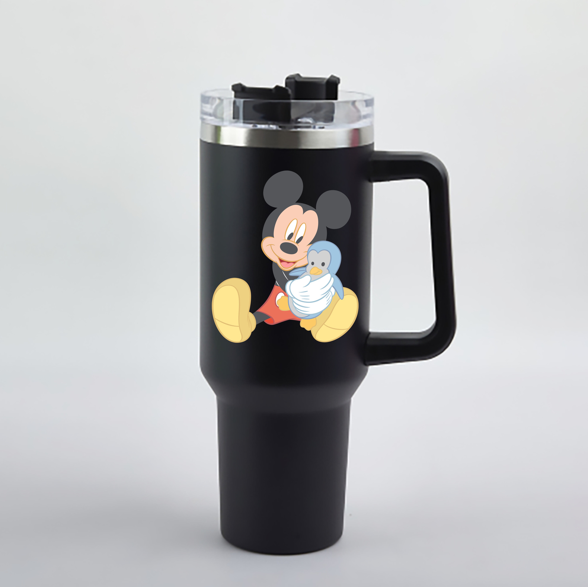 （画像用） ミッキーマウス Mickey Mouse 1200mL車用タンブラー - クリスタルステッカー（プラスチックストロー付き）