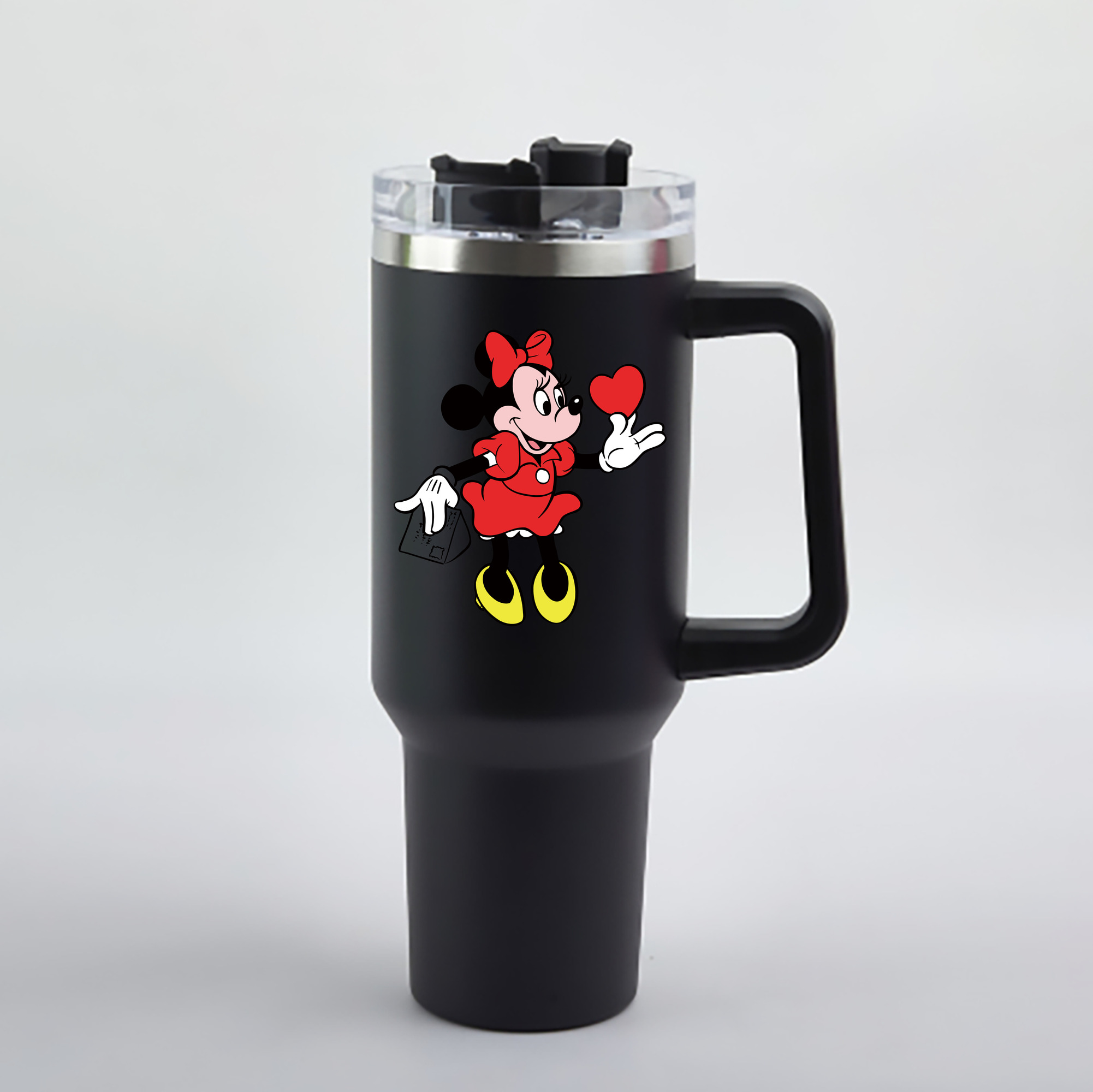 （画像用） ミッキーマウス Mickey Mouse 1200mL車用タンブラー - クリスタルステッカー（プラスチックストロー付き）