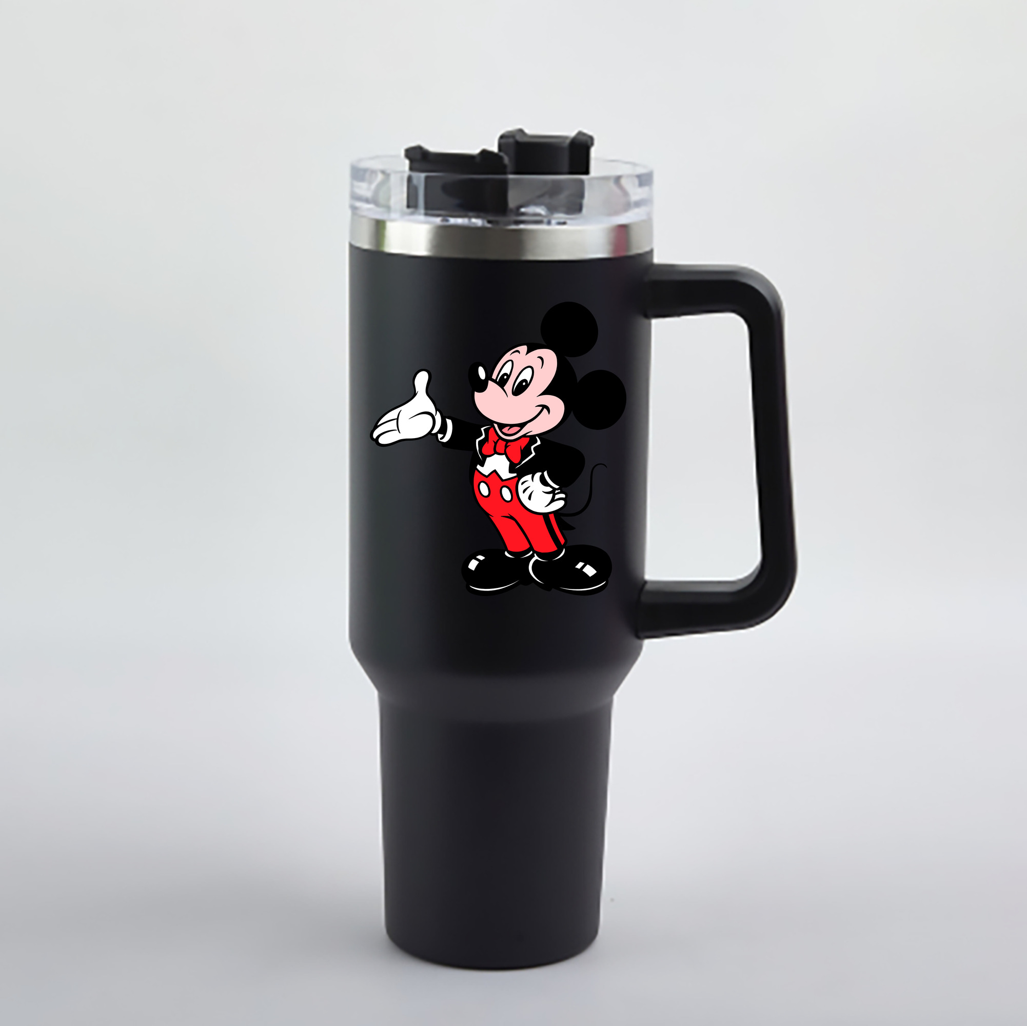 （画像用） ミッキーマウス Mickey Mouse 1200mL車用タンブラー - クリスタルステッカー（プラスチックストロー付き）