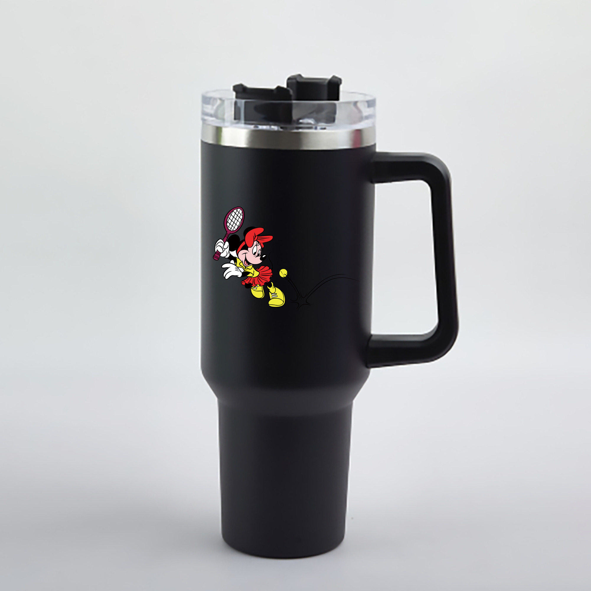 （画像用） ミッキーマウス Mickey Mouse 1200mL車用タンブラー - クリスタルステッカー（プラスチックストロー付き）