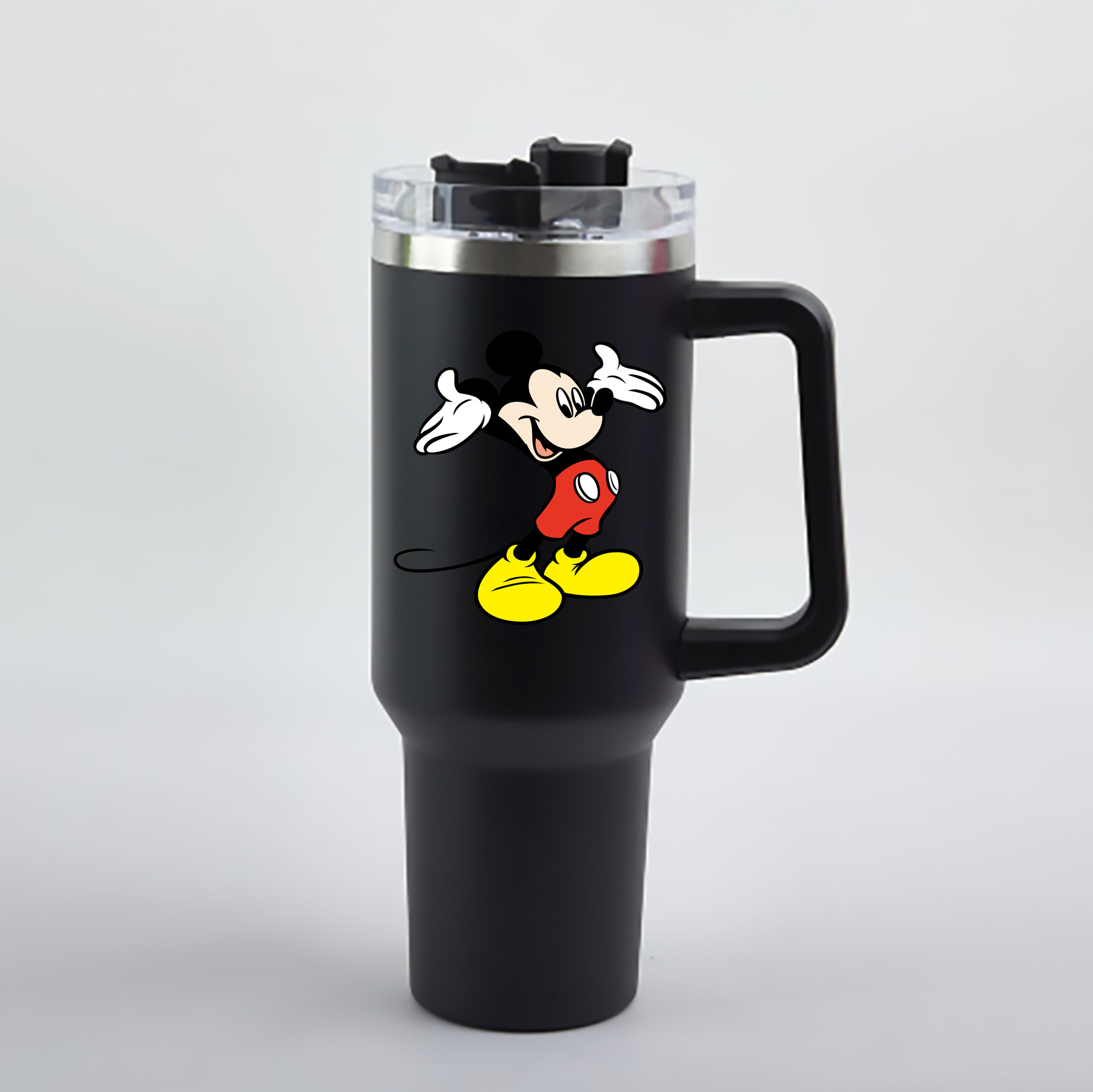 （画像用） ミッキーマウス Mickey Mouse 1200mL車用タンブラー - クリスタルステッカー（プラスチックストロー付き）