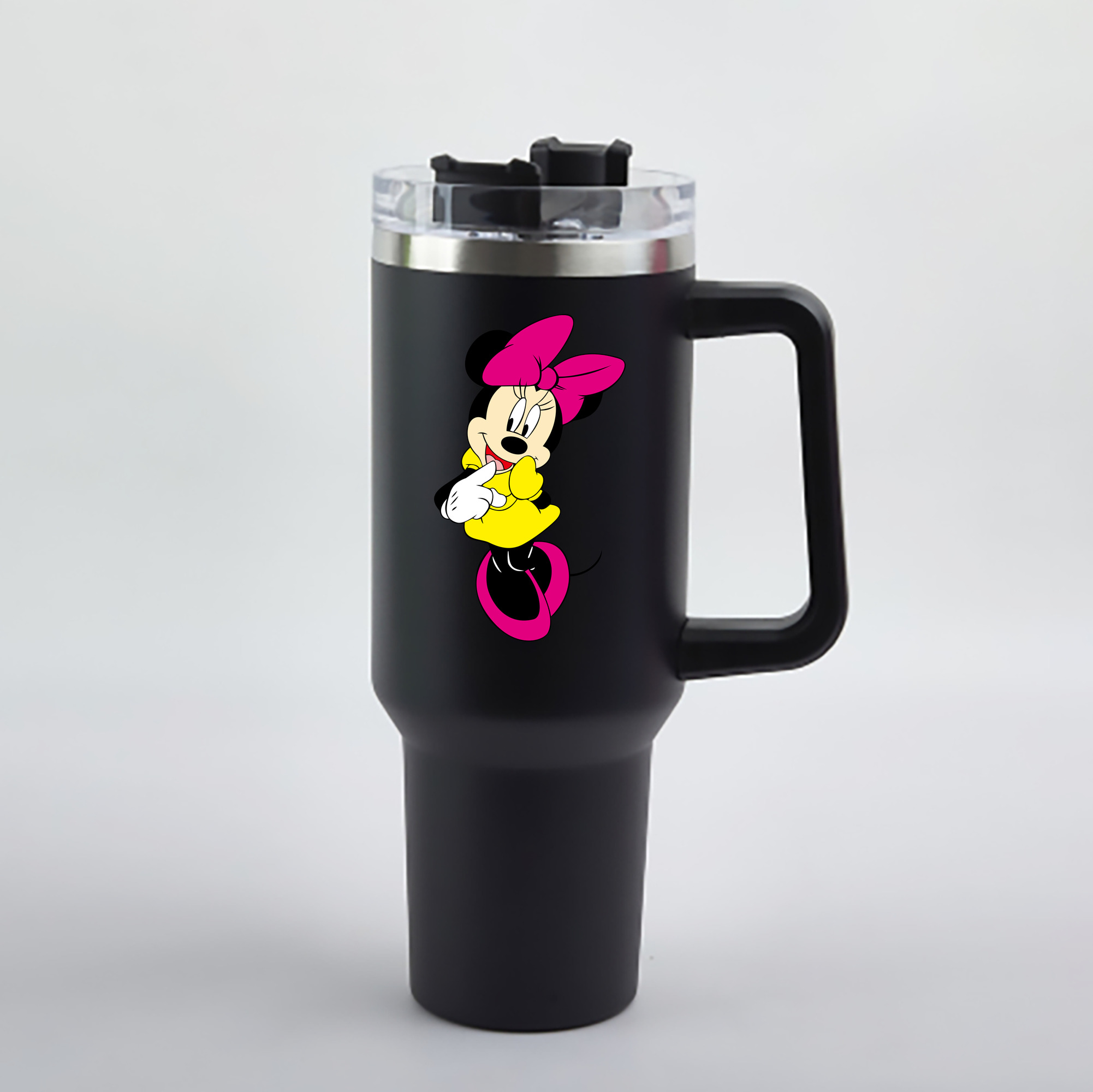 （画像用） ミッキーマウス Mickey Mouse 1200mL車用タンブラー - クリスタルステッカー（プラスチックストロー付き）