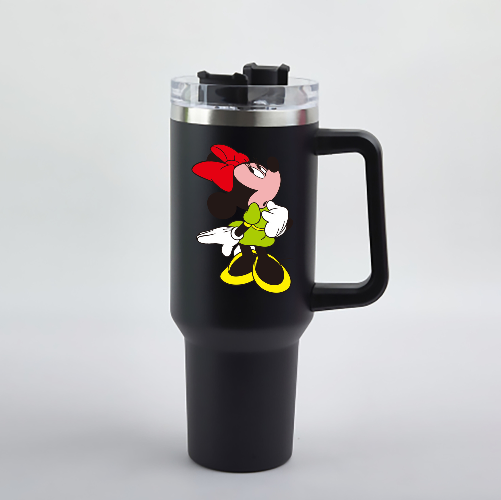 （画像用） ミッキーマウス Mickey Mouse 1200mL車用タンブラー - クリスタルステッカー（プラスチックストロー付き）
