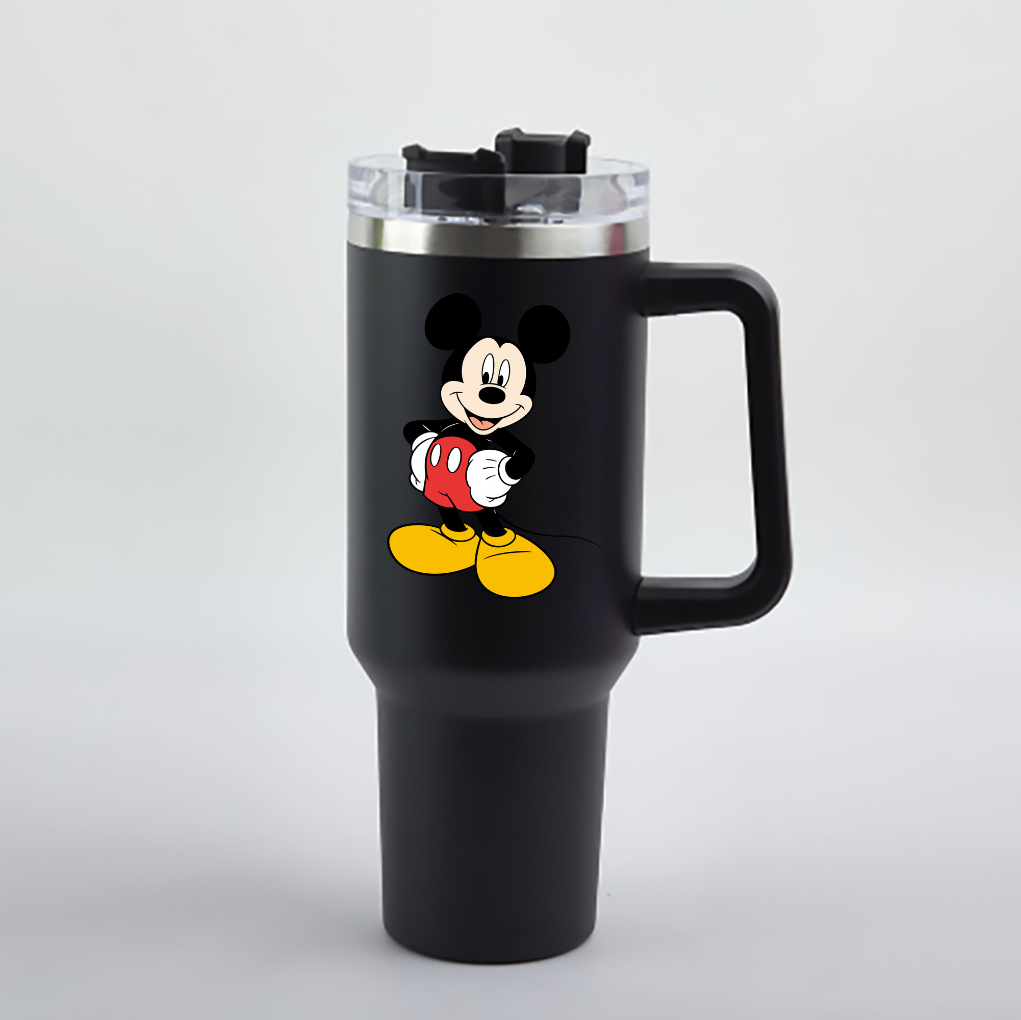 （画像用） ミッキーマウス Mickey Mouse 1200mL車用タンブラー - クリスタルステッカー（プラスチックストロー付き）