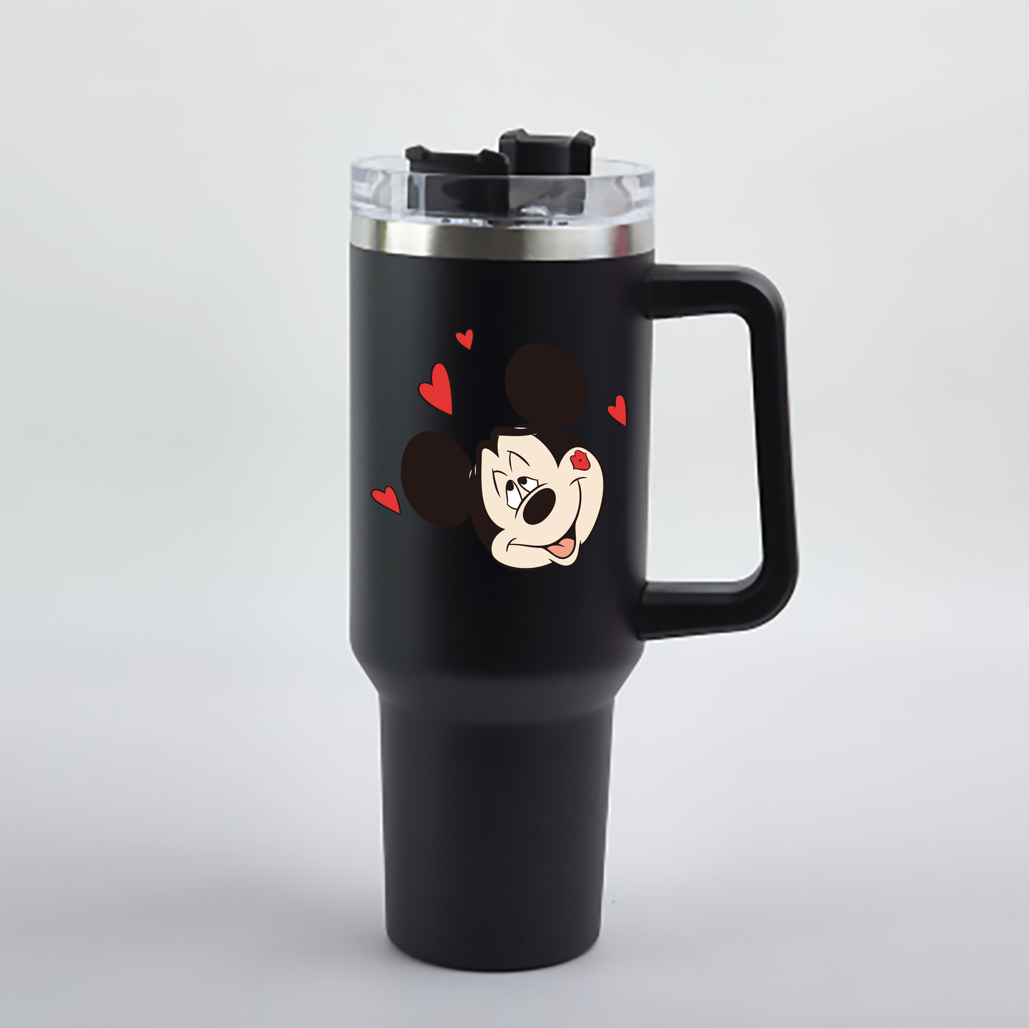 ミッキーマウス Mickey Mouse 1200mL車用タンブラー - クリスタルステッカー（プラスチックストロー付き）