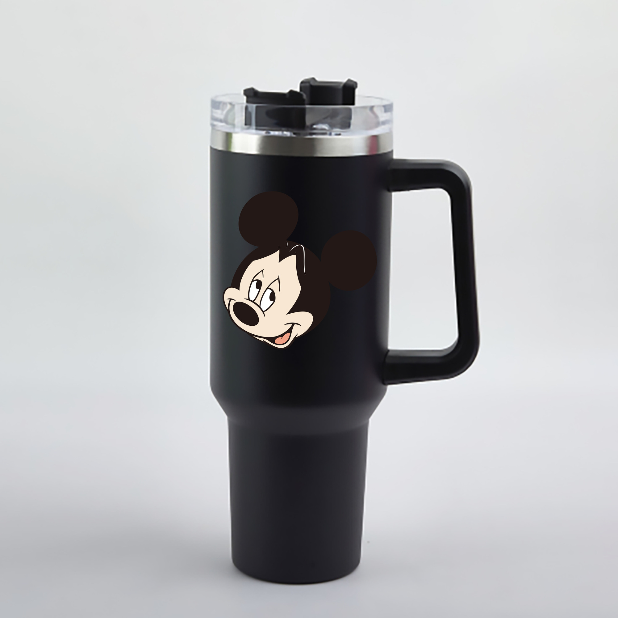 （画像用） ミッキーマウス Mickey Mouse 1200mL車用タンブラー - クリスタルステッカー（プラスチックストロー付き）