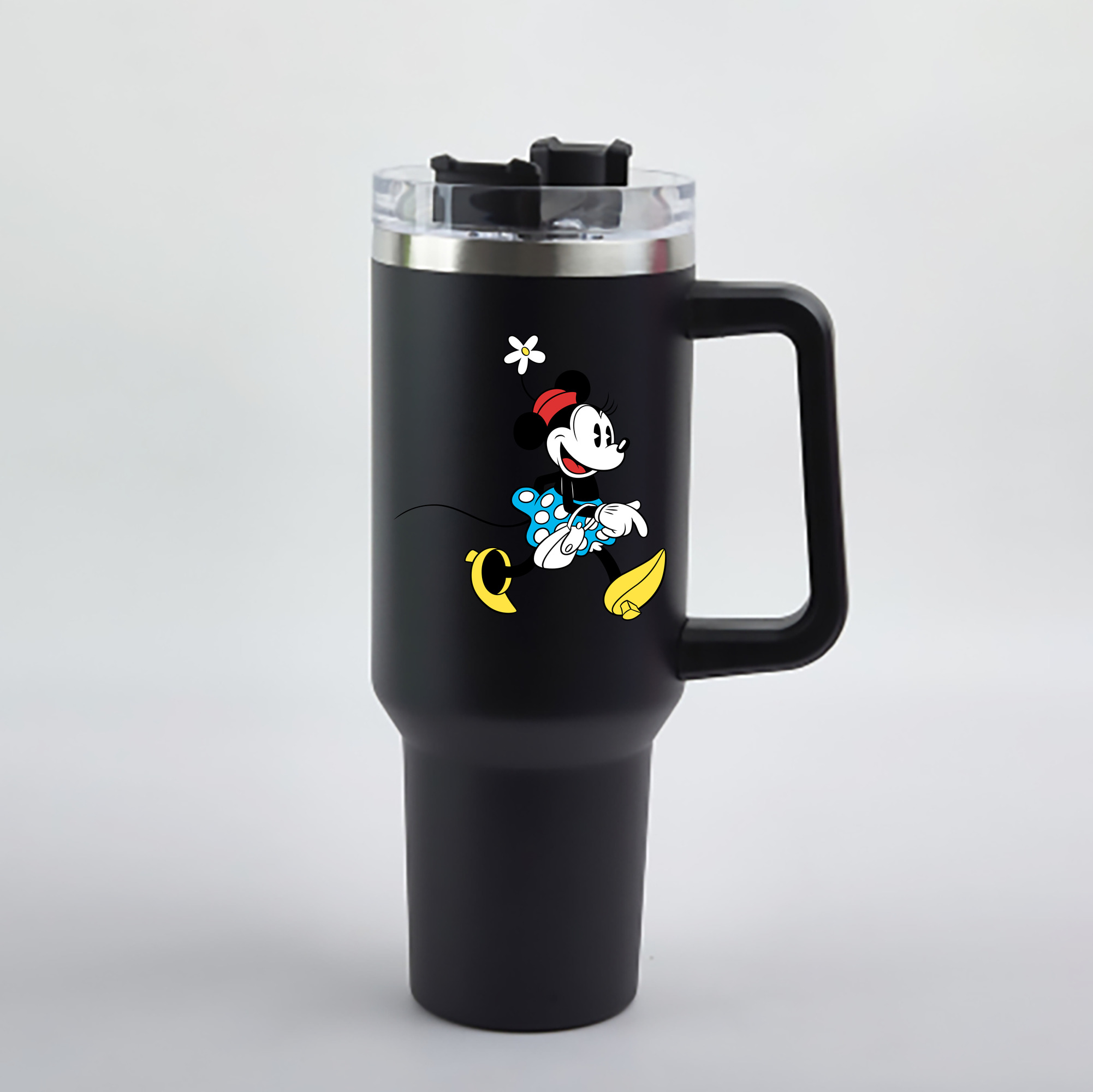（画像用） ミッキーマウス Mickey Mouse 1200mL車用タンブラー - クリスタルステッカー（プラスチックストロー付き）