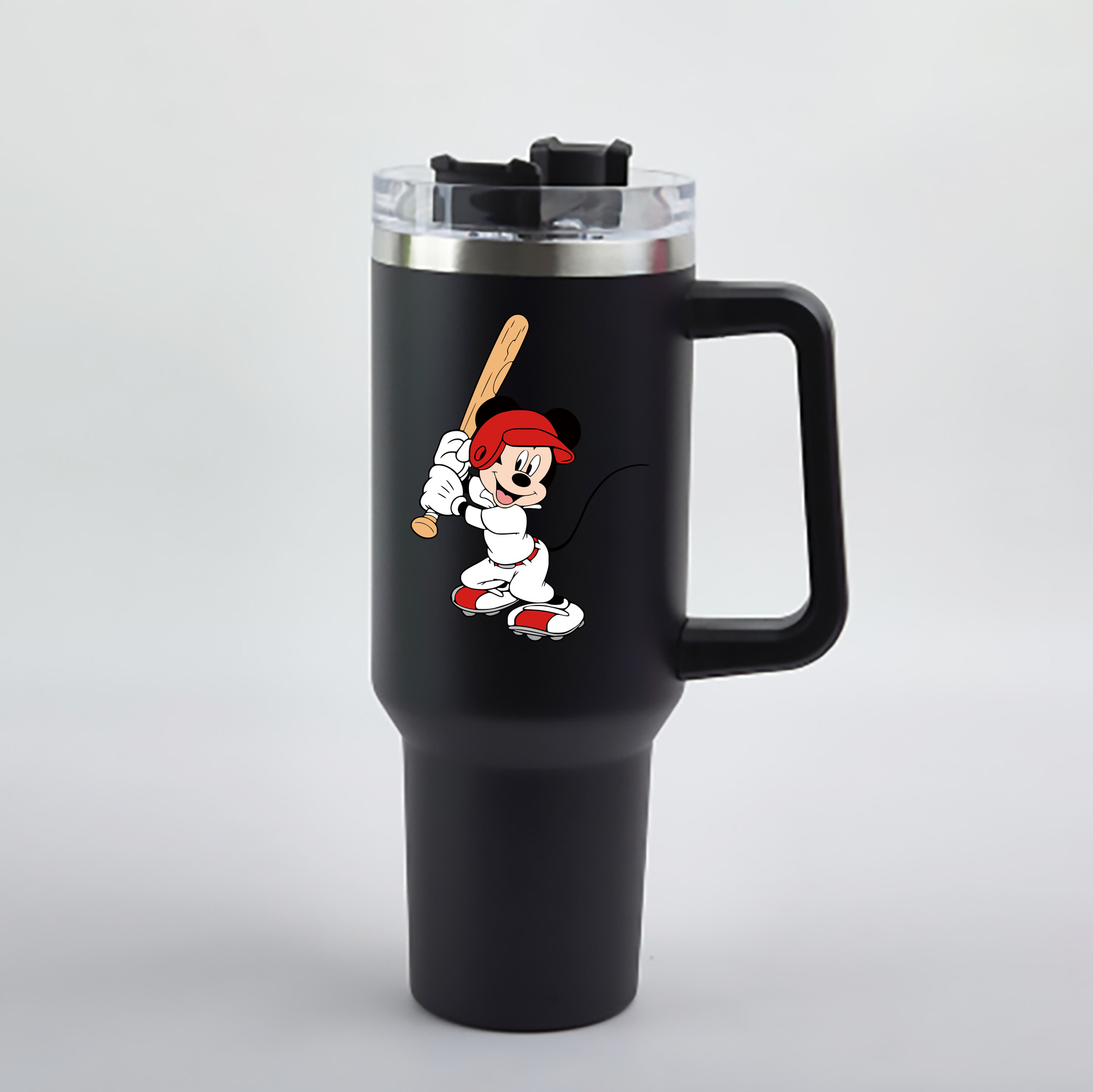 （画像用） ミッキーマウス Mickey Mouse 1200mL車用タンブラー - クリスタルステッカー（プラスチックストロー付き）