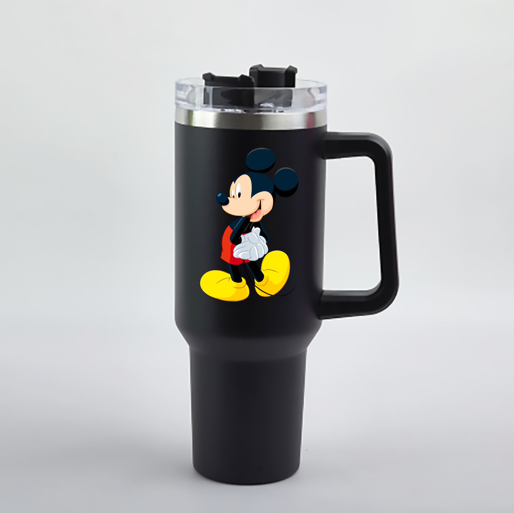 （画像用） ミッキーマウス Mickey Mouse 1200mL車用タンブラー - クリスタルステッカー（プラスチックストロー付き）