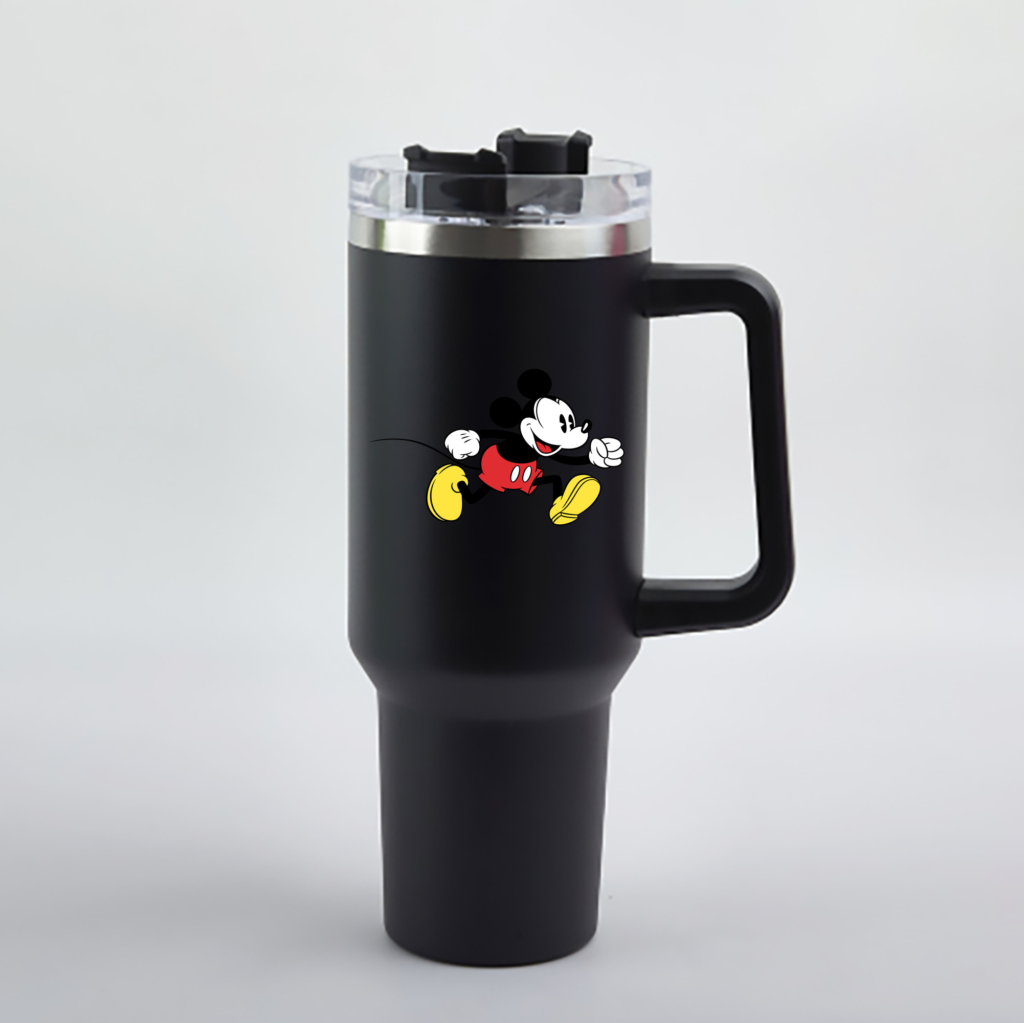 （画像用） ミッキーマウス Mickey Mouse 1200mL車用タンブラー - クリスタルステッカー（プラスチックストロー付き）