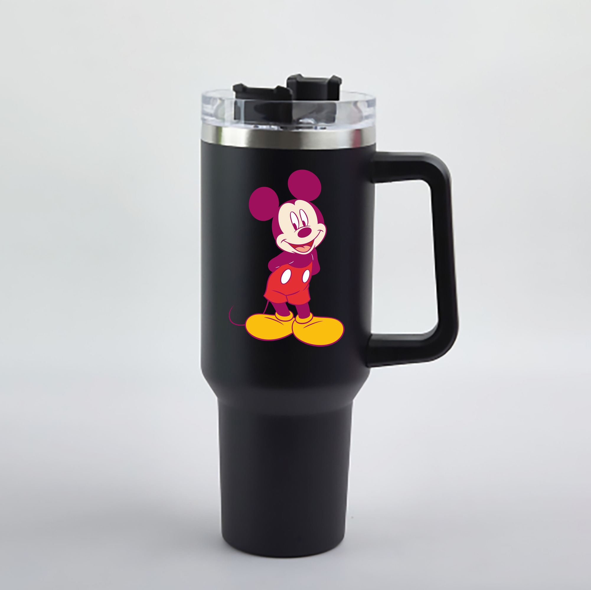 （画像用） ミッキーマウス Mickey Mouse 1200mL車用タンブラー - クリスタルステッカー（プラスチックストロー付き）