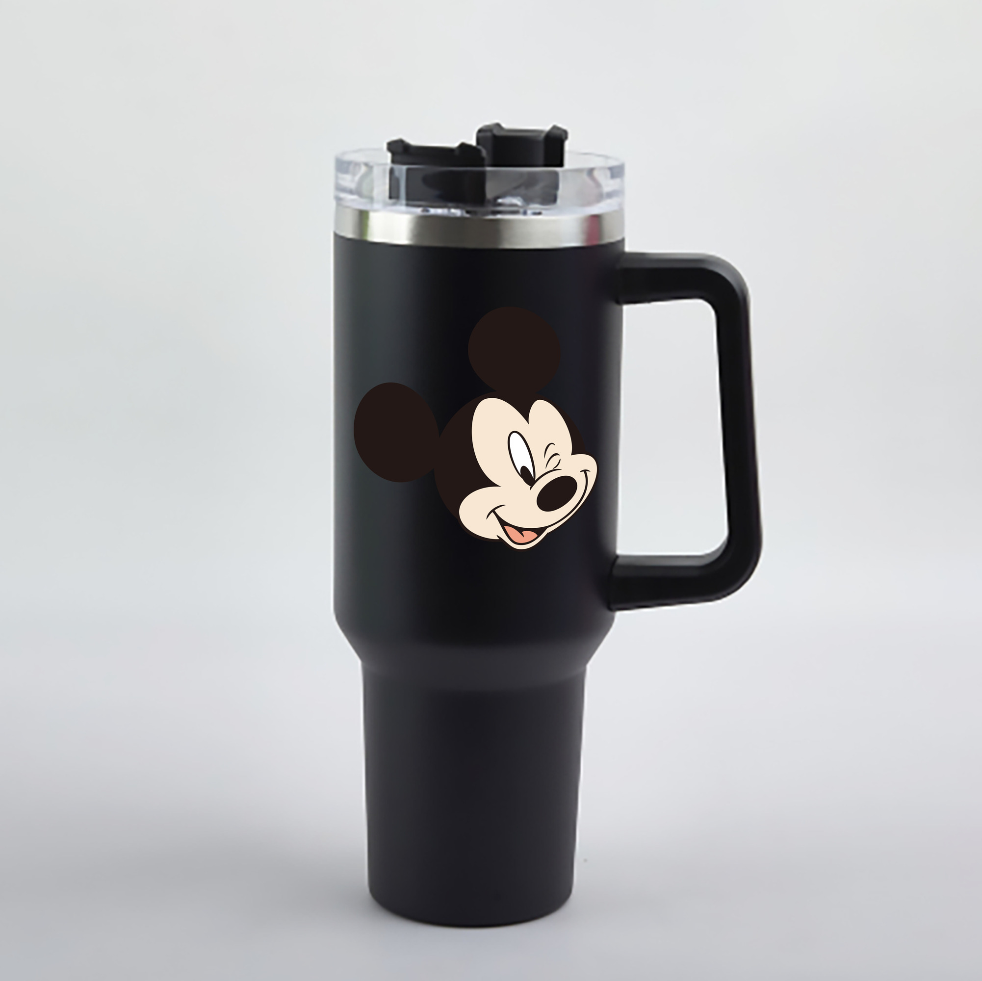 （画像用） ミッキーマウス Mickey Mouse 1200mL車用タンブラー - クリスタルステッカー（プラスチックストロー付き）