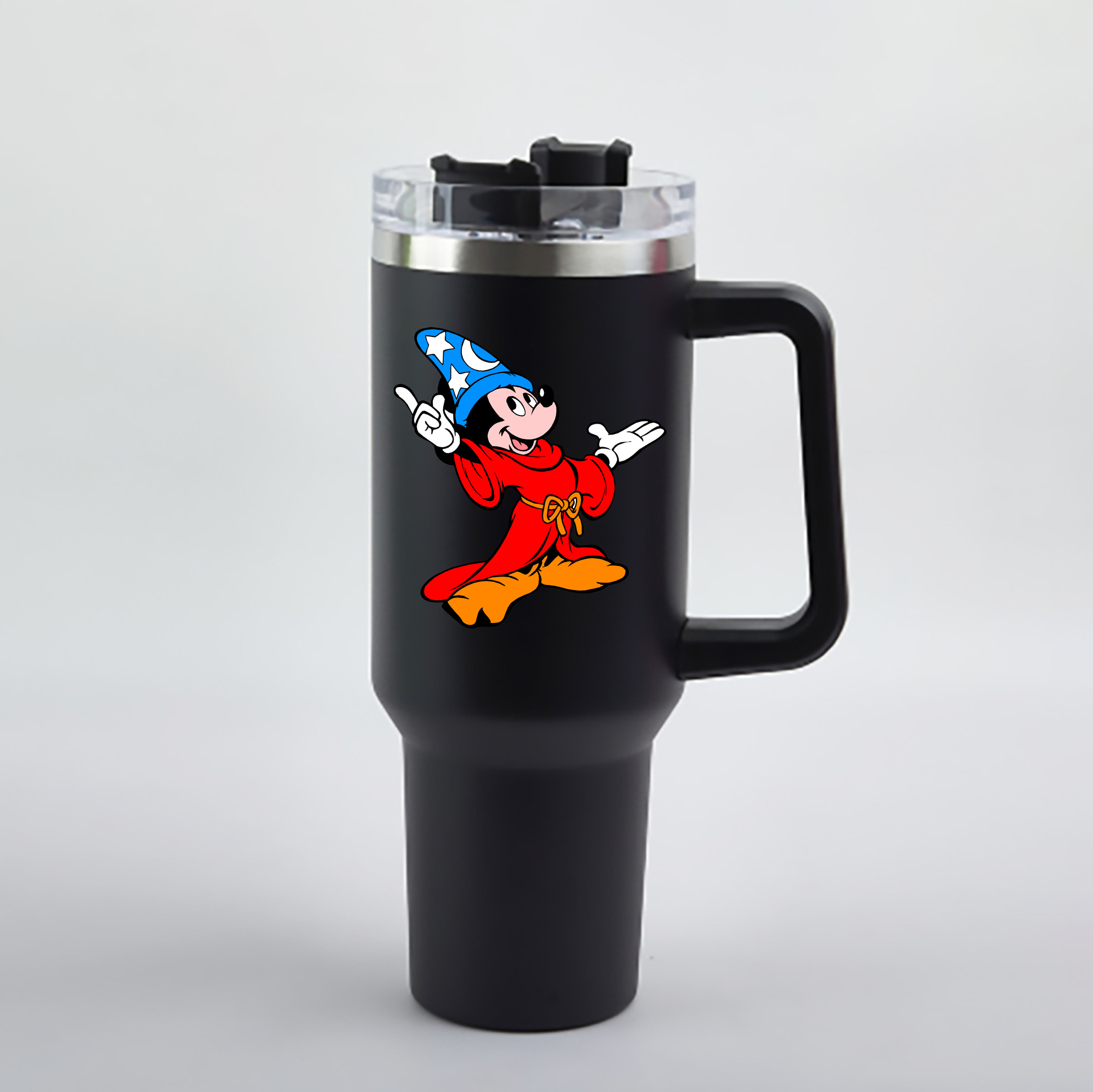 （画像用） ミッキーマウス Mickey Mouse 1200mL車用タンブラー - クリスタルステッカー（プラスチックストロー付き）
