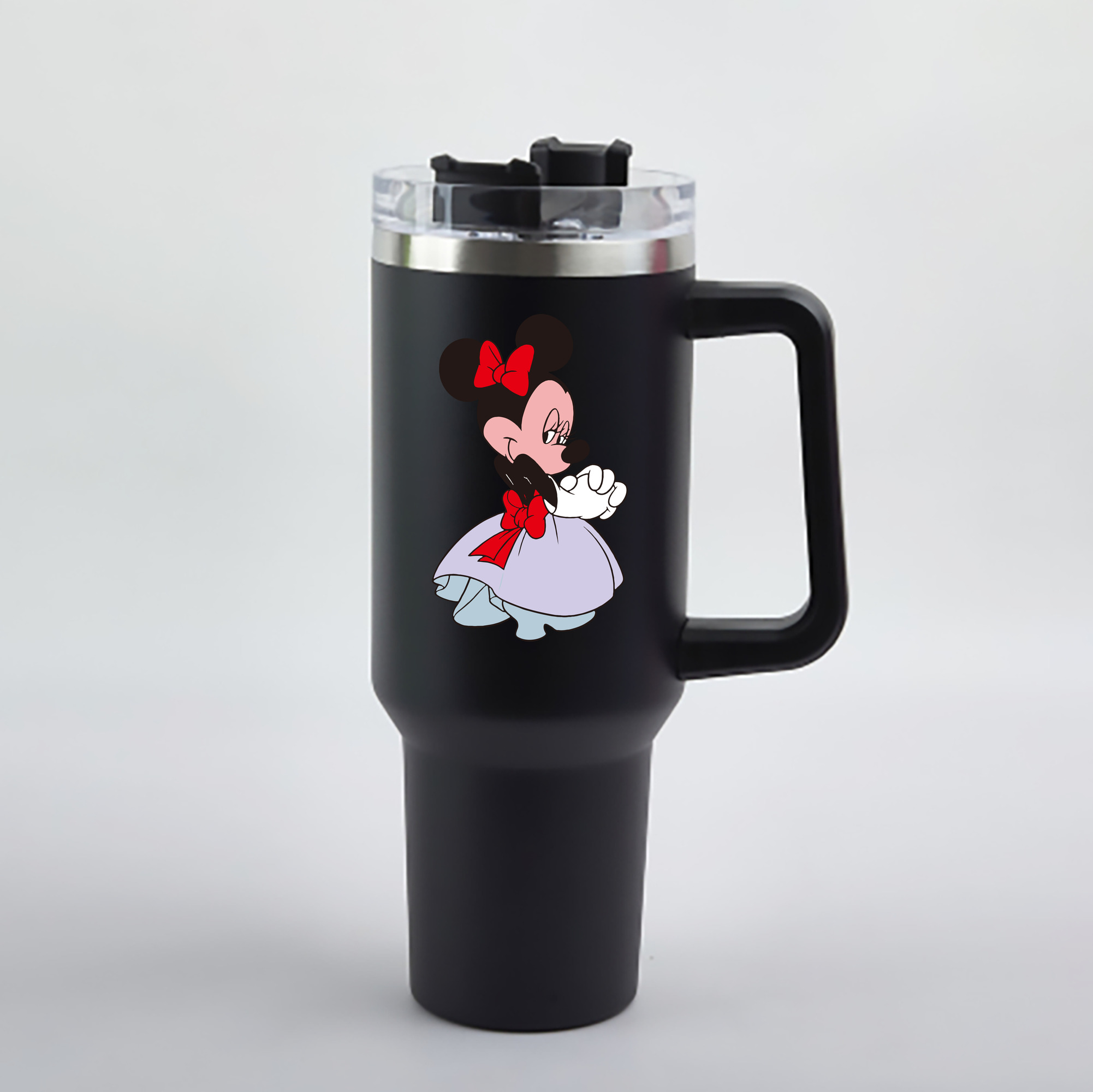 （画像用） ミッキーマウス Mickey Mouse 1200mL車用タンブラー - クリスタルステッカー（プラスチックストロー付き）