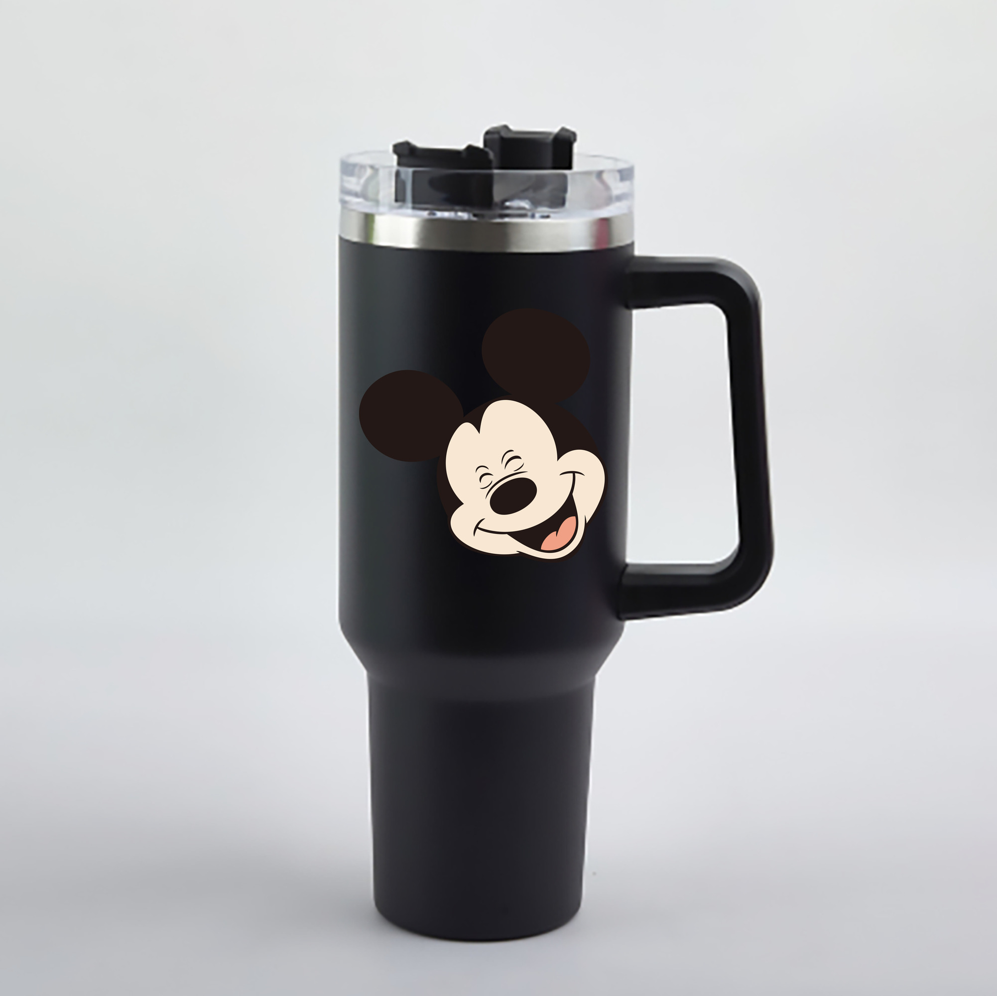 （画像用） ミッキーマウス Mickey Mouse 1200mL車用タンブラー - クリスタルステッカー（プラスチックストロー付き）