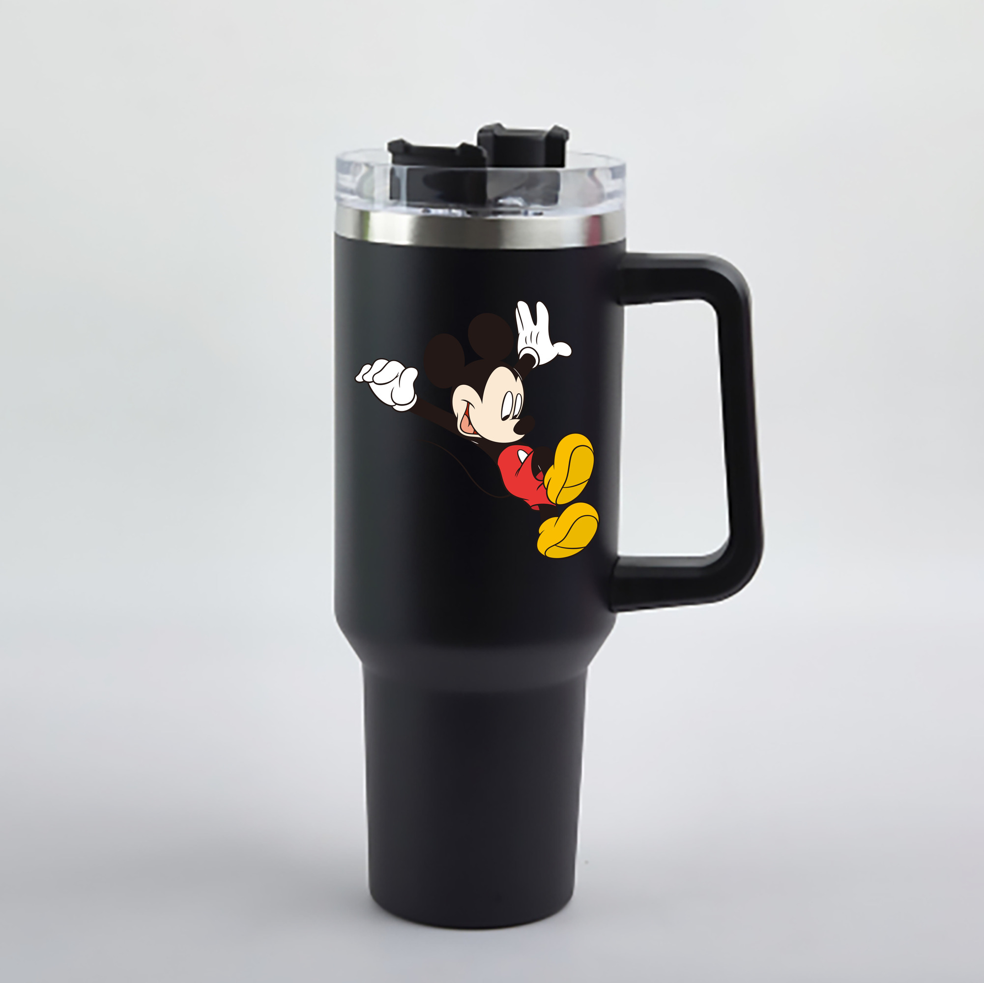 （画像用） ミッキーマウス Mickey Mouse 1200mL車用タンブラー - クリスタルステッカー（プラスチックストロー付き）