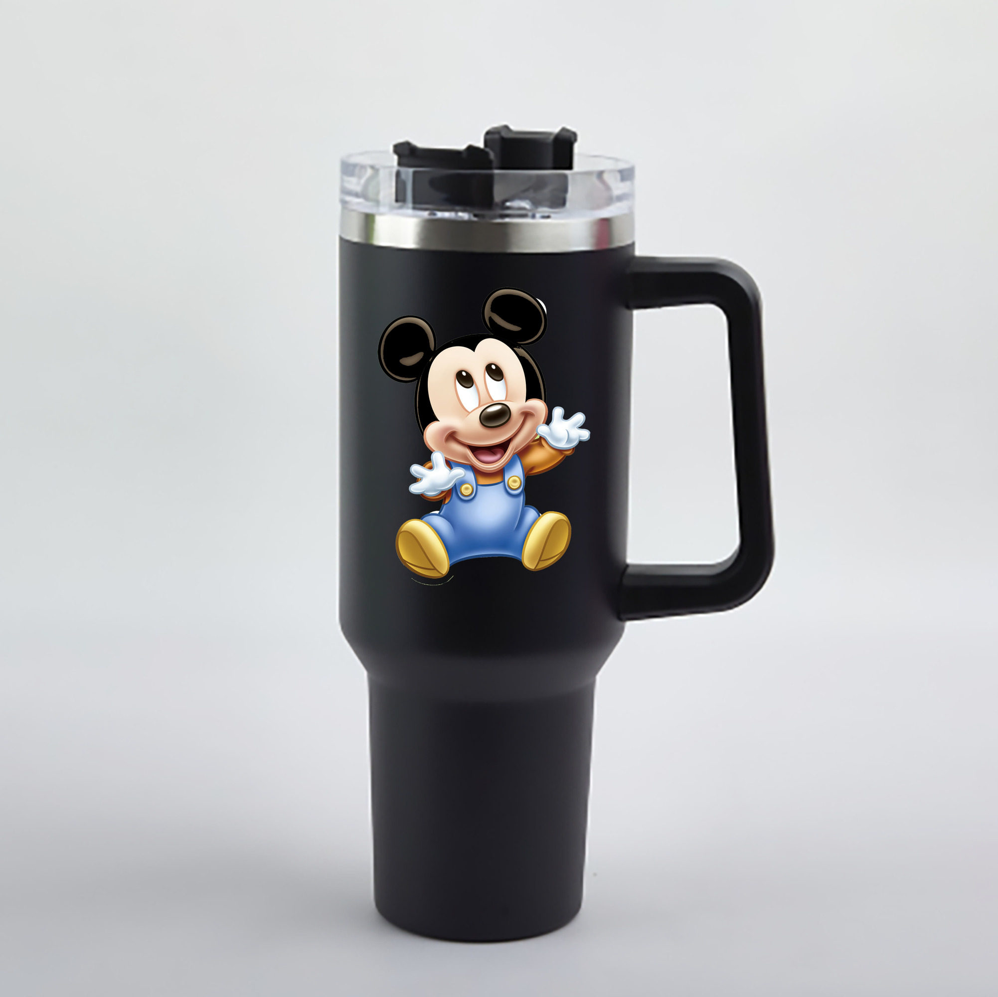 （画像用） ミッキーマウス Mickey Mouse 1200mL車用タンブラー - クリスタルステッカー（プラスチックストロー付き）