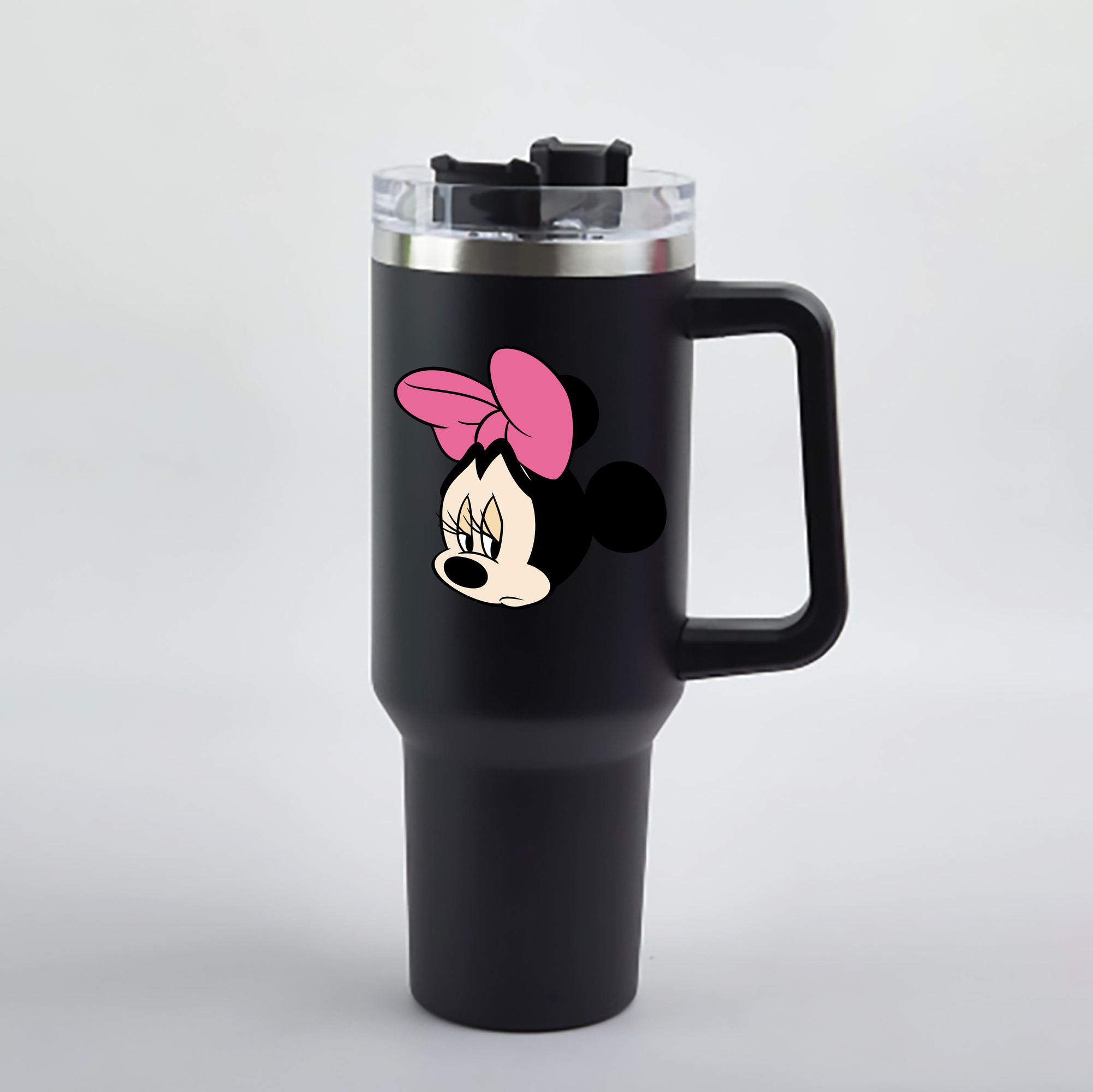 （画像用） ミッキーマウス Mickey Mouse 1200mL車用タンブラー - クリスタルステッカー（プラスチックストロー付き）
