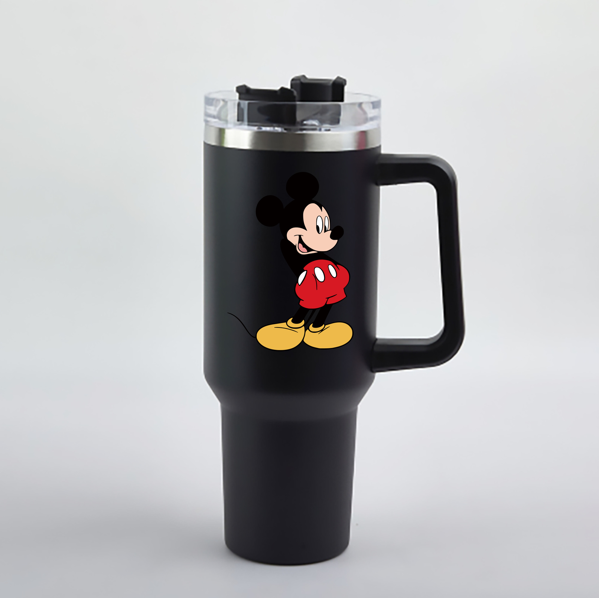 （画像用） ミッキーマウス Mickey Mouse 1200mL車用タンブラー - クリスタルステッカー（プラスチックストロー付き）