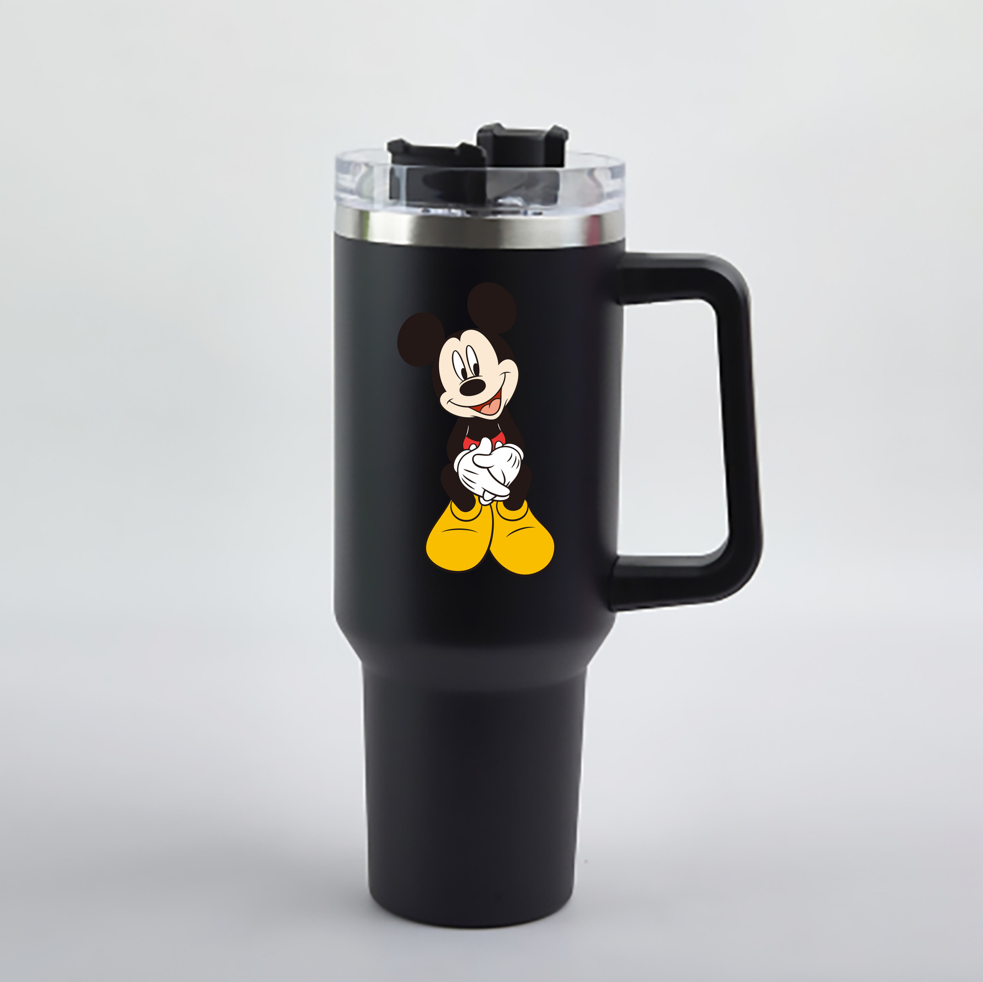 ミッキーマウス Mickey Mouse 1200mL車用タンブラー - クリスタルステッカー（プラスチックストロー付き）