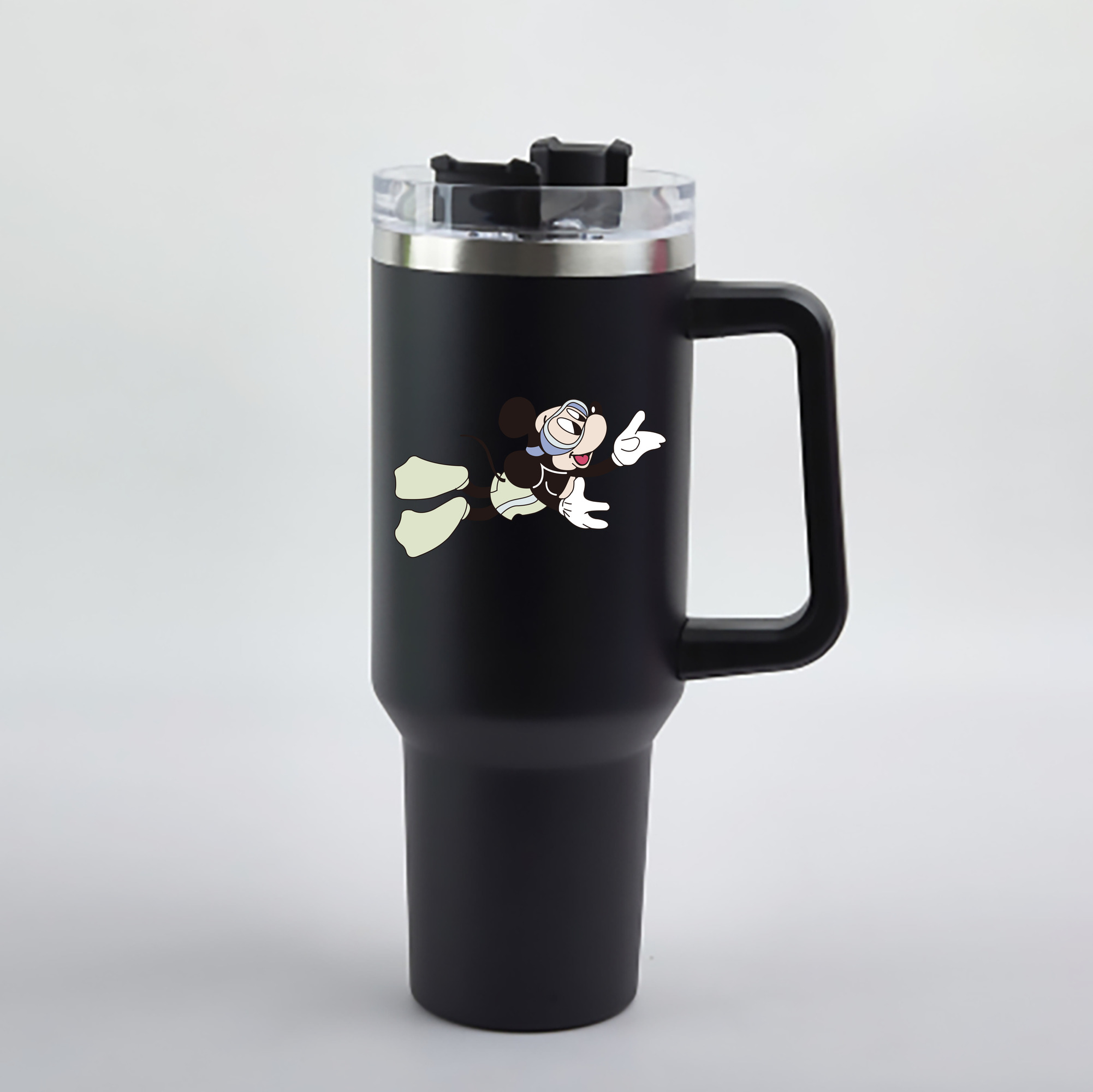 （画像用） ミッキーマウス Mickey Mouse 1200mL車用タンブラー - クリスタルステッカー（プラスチックストロー付き）