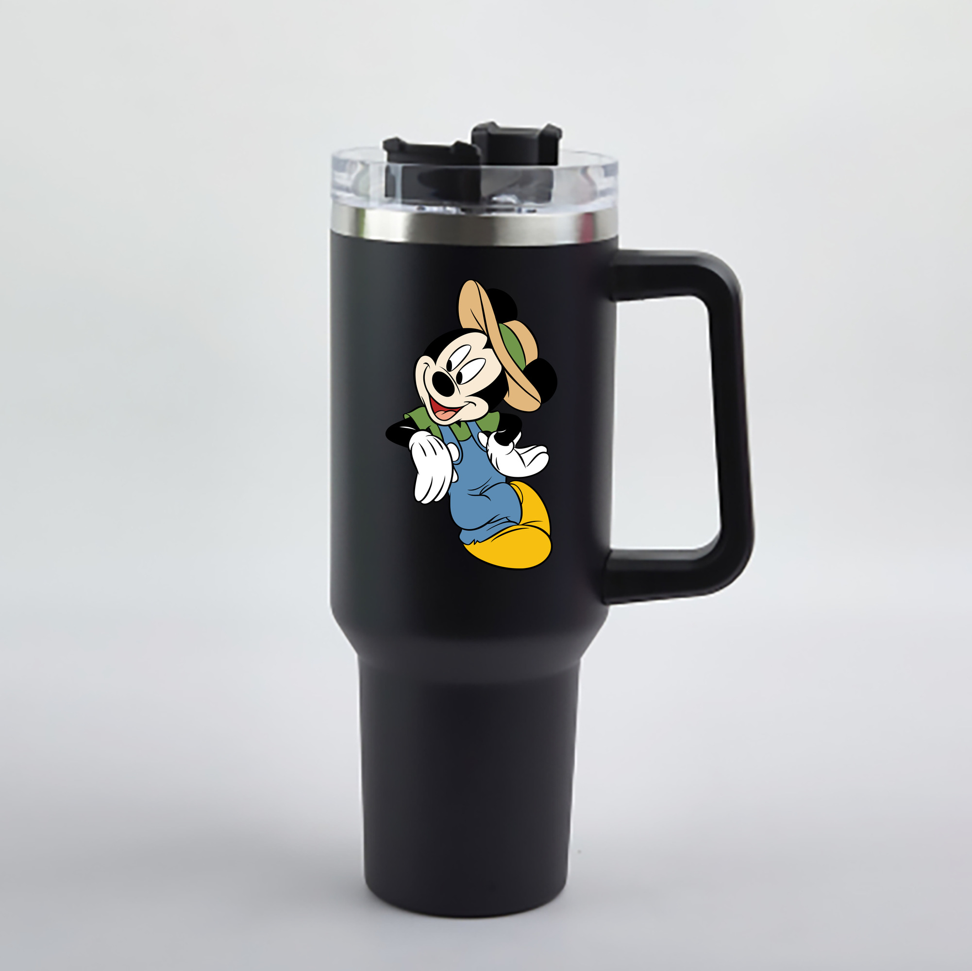 （画像用） ミッキーマウス Mickey Mouse 1200mL車用タンブラー - クリスタルステッカー（プラスチックストロー付き）