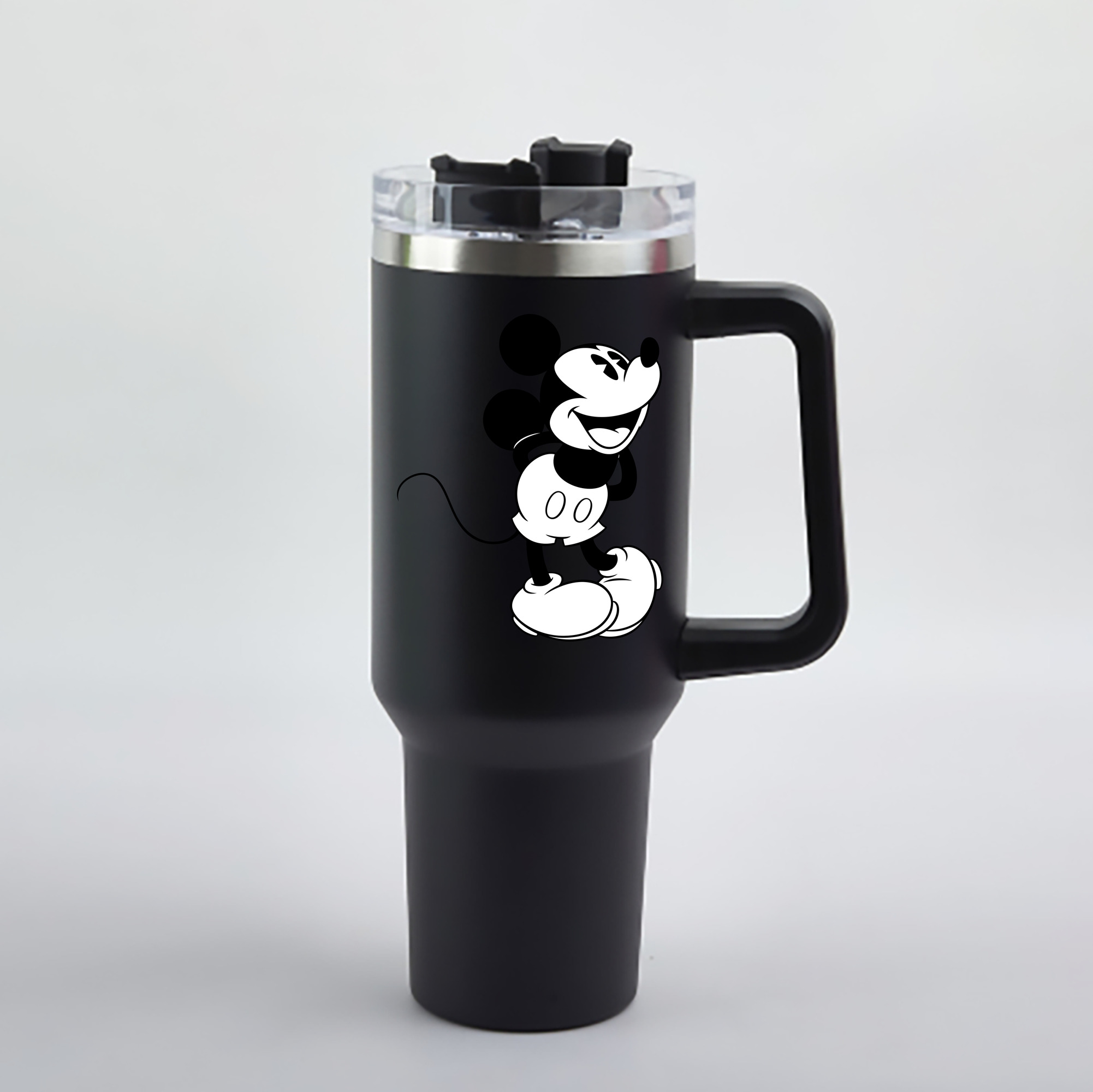 （画像用） ミッキーマウス Mickey Mouse 1200mL車用タンブラー - クリスタルステッカー（プラスチックストロー付き）