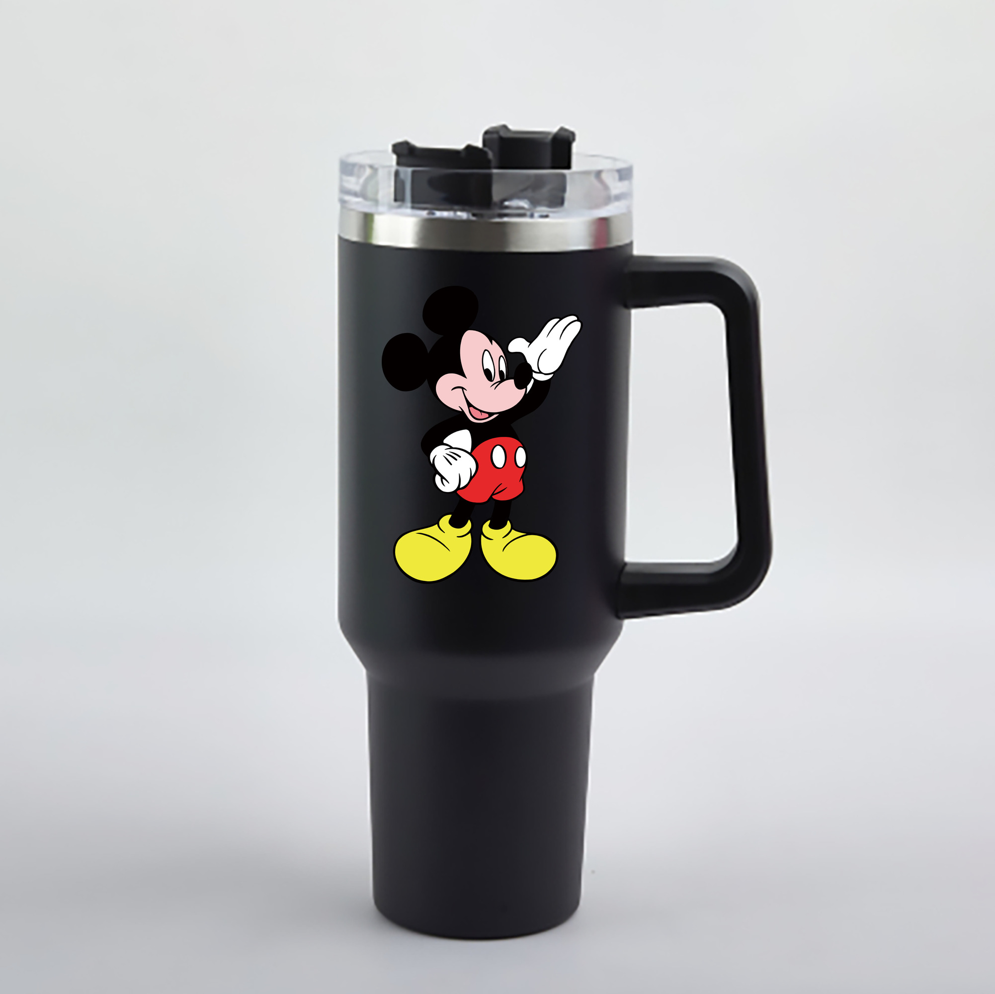 （画像用） ミッキーマウス Mickey Mouse 1200mL車用タンブラー - クリスタルステッカー（プラスチックストロー付き）