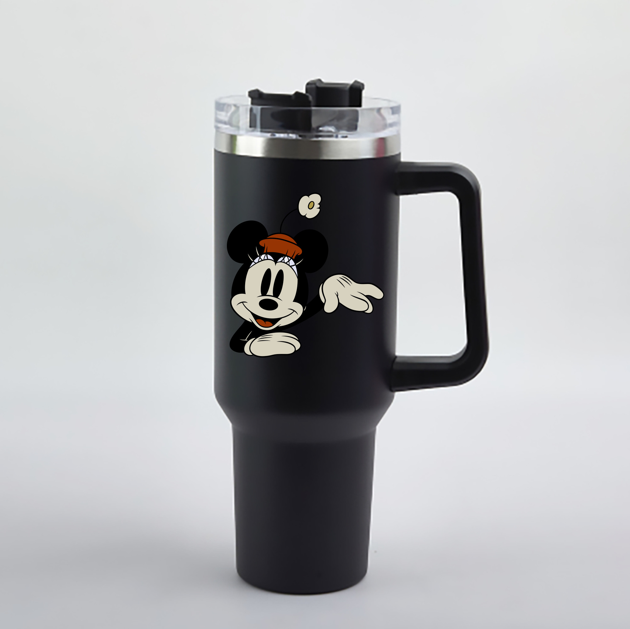 （画像用） ミッキーマウス Mickey Mouse 1200mL車用タンブラー - クリスタルステッカー（プラスチックストロー付き）