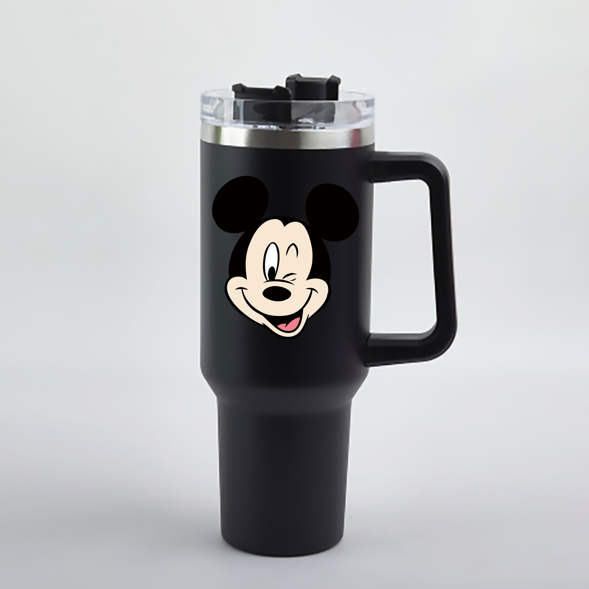 （画像用） ミッキーマウス Mickey Mouse 1200mL車用タンブラー - クリスタルステッカー（プラスチックストロー付き）