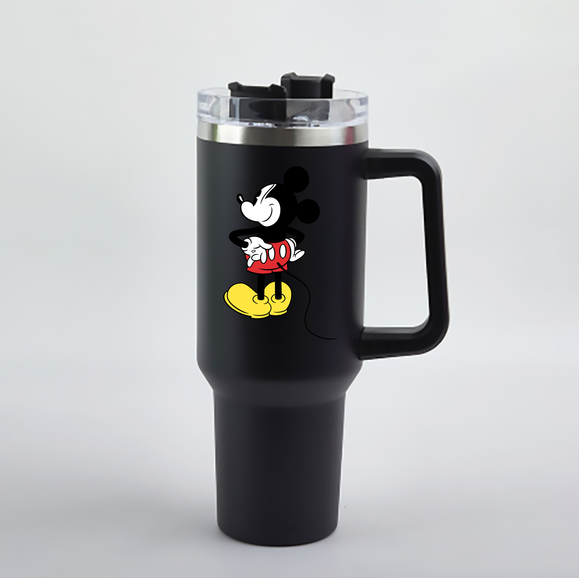 （画像用） ミッキーマウス Mickey Mouse 1200mL車用タンブラー - クリスタルステッカー（プラスチックストロー付き）
