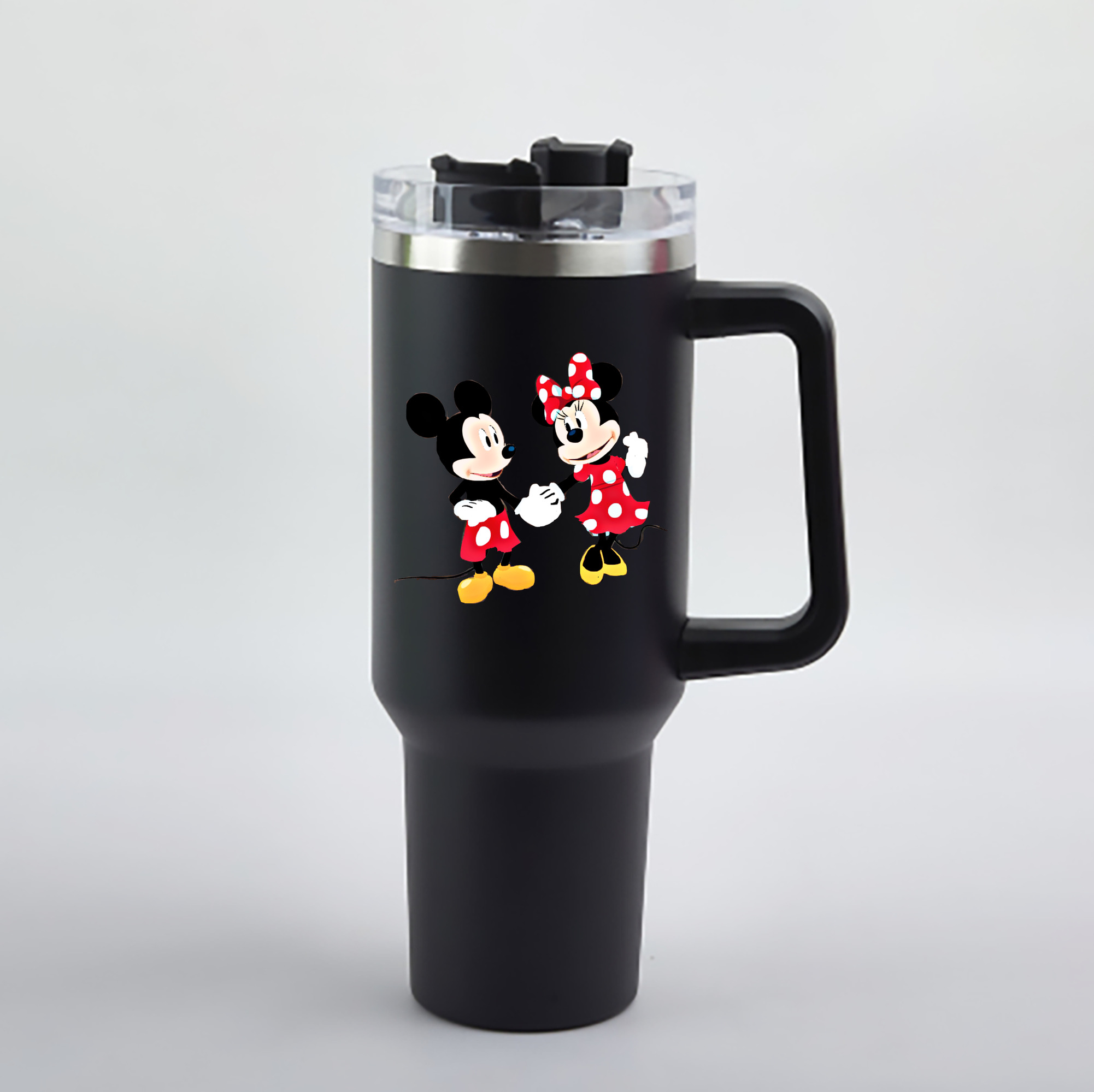 （画像用） ミッキーマウス Mickey Mouse 1200mL車用タンブラー - クリスタルステッカー（プラスチックストロー付き）