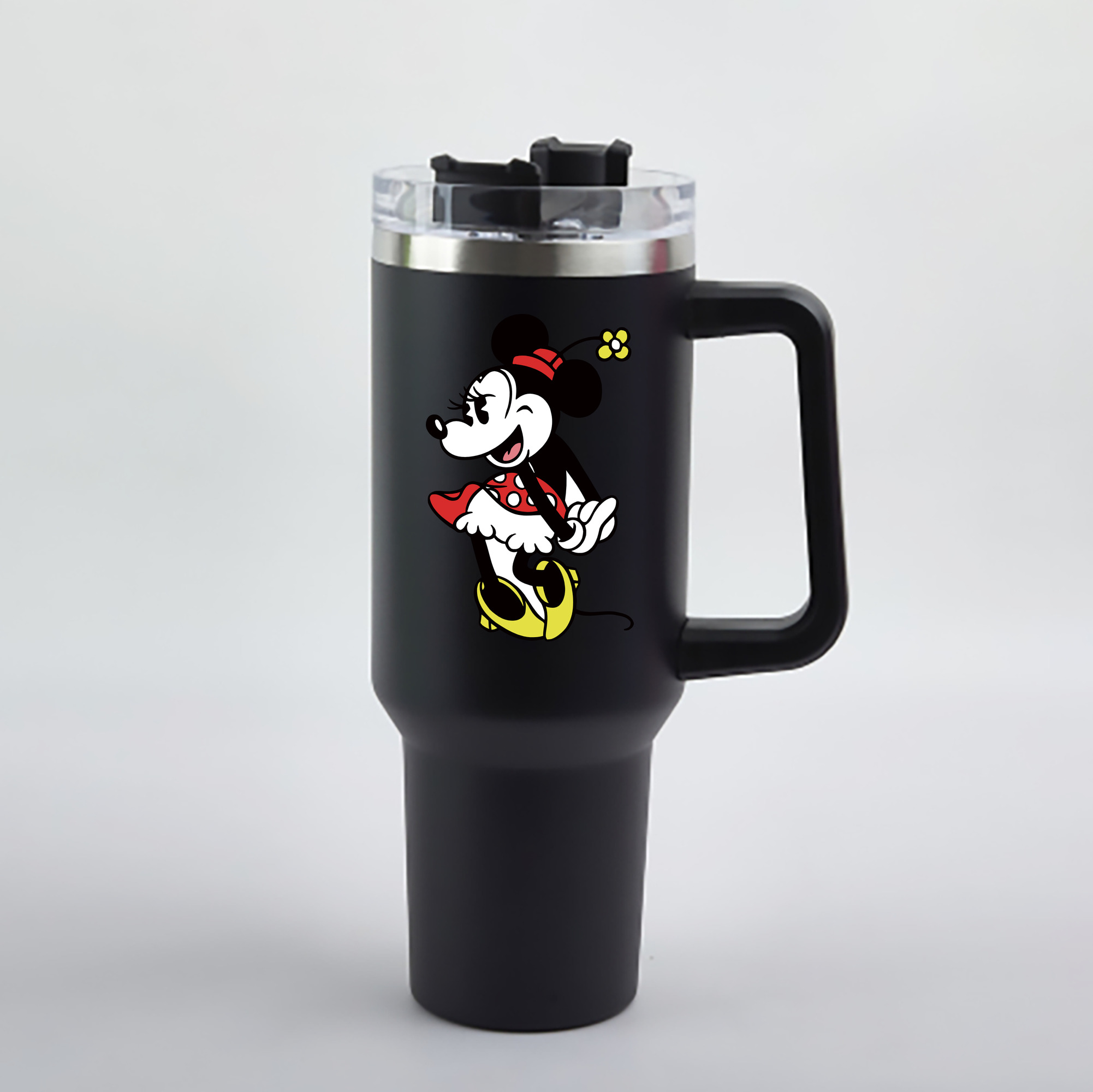 （画像用） ミッキーマウス Mickey Mouse 1200mL車用タンブラー - クリスタルステッカー（プラスチックストロー付き）